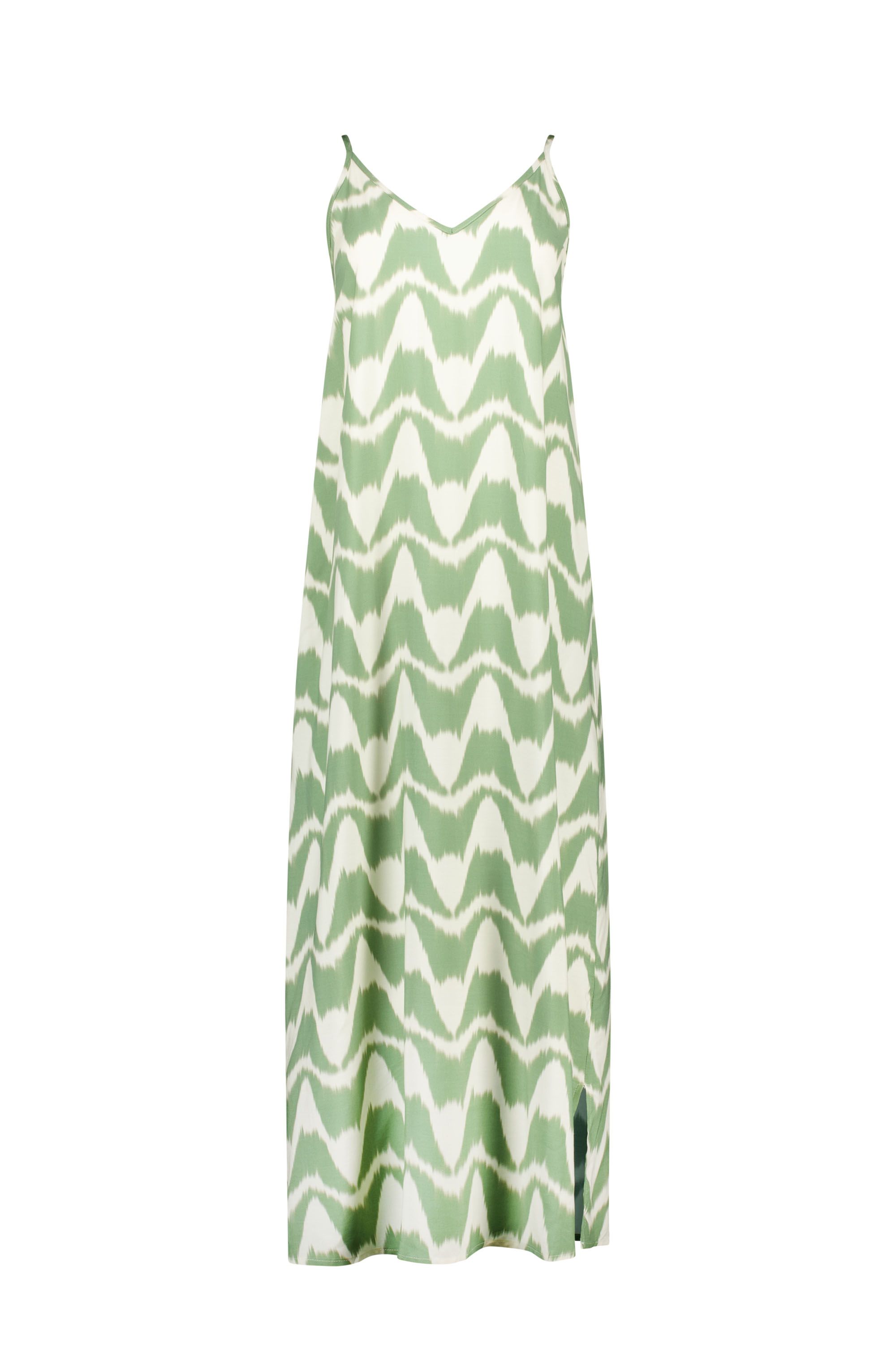 Norah Groene midi jurk met grafische print green/ecru 219018-541