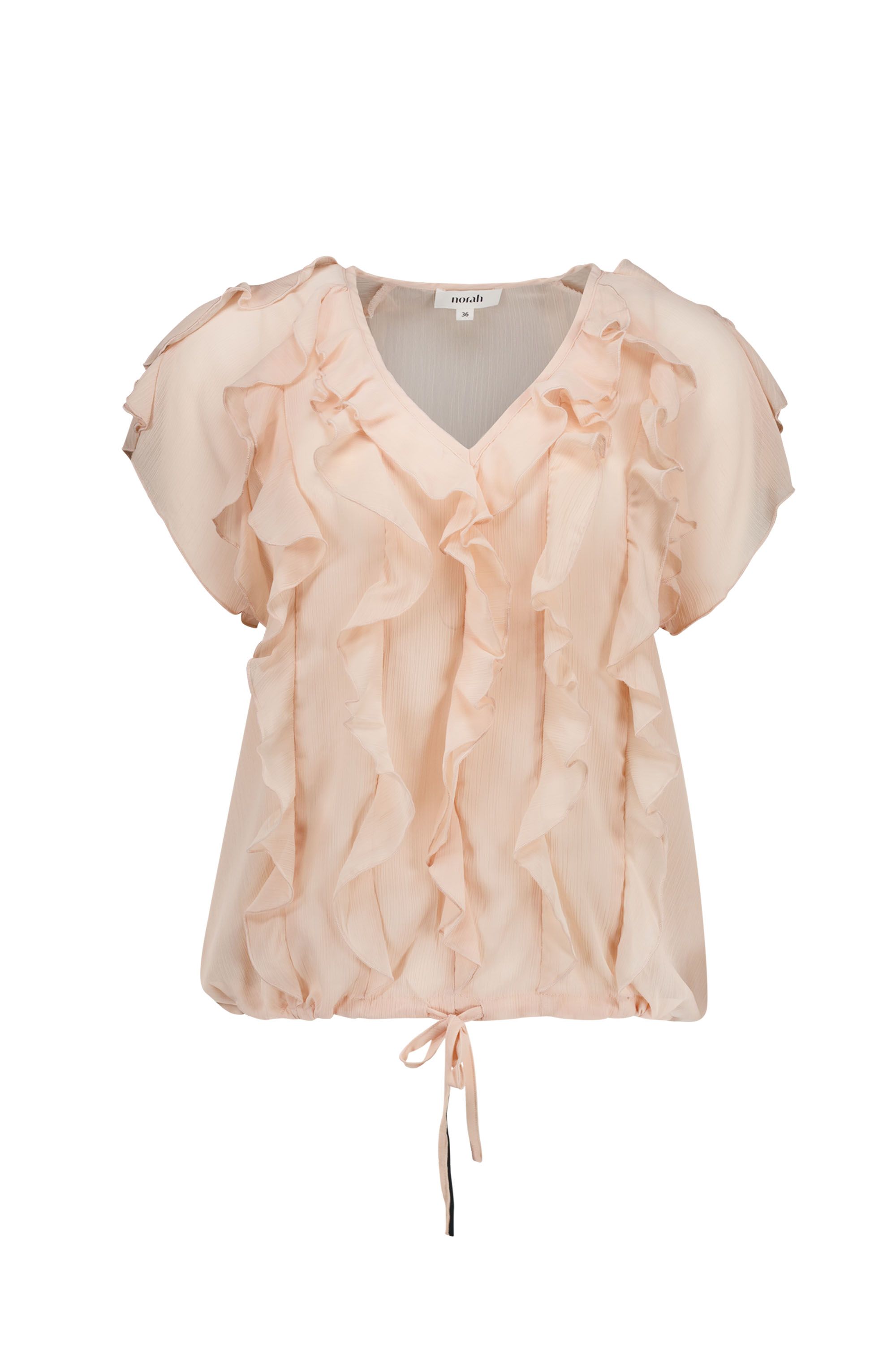 Norah Perzikkleurige ruffle top peach 219021-703