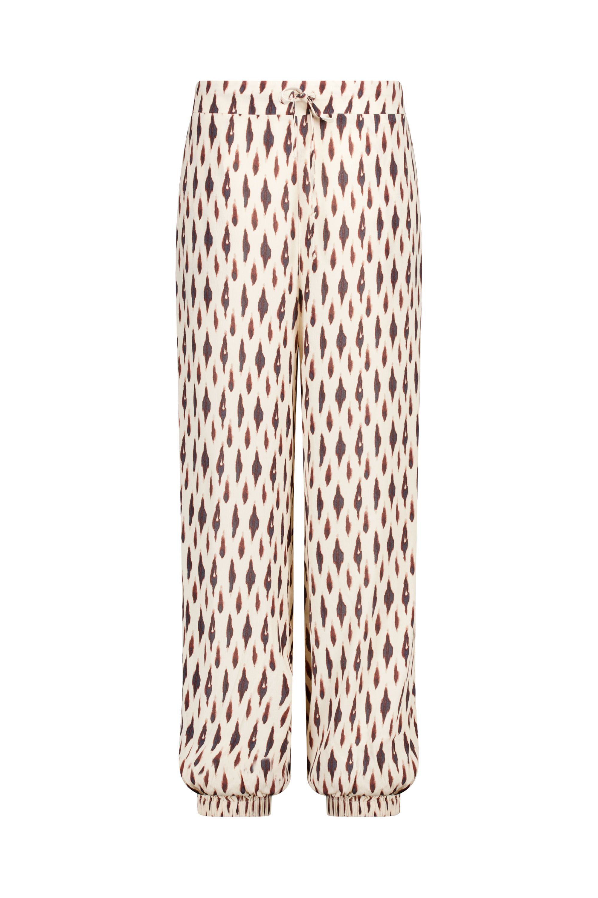 Norah Balloon fit broek | Ecru/bruin | Grafische print  219025-172-42