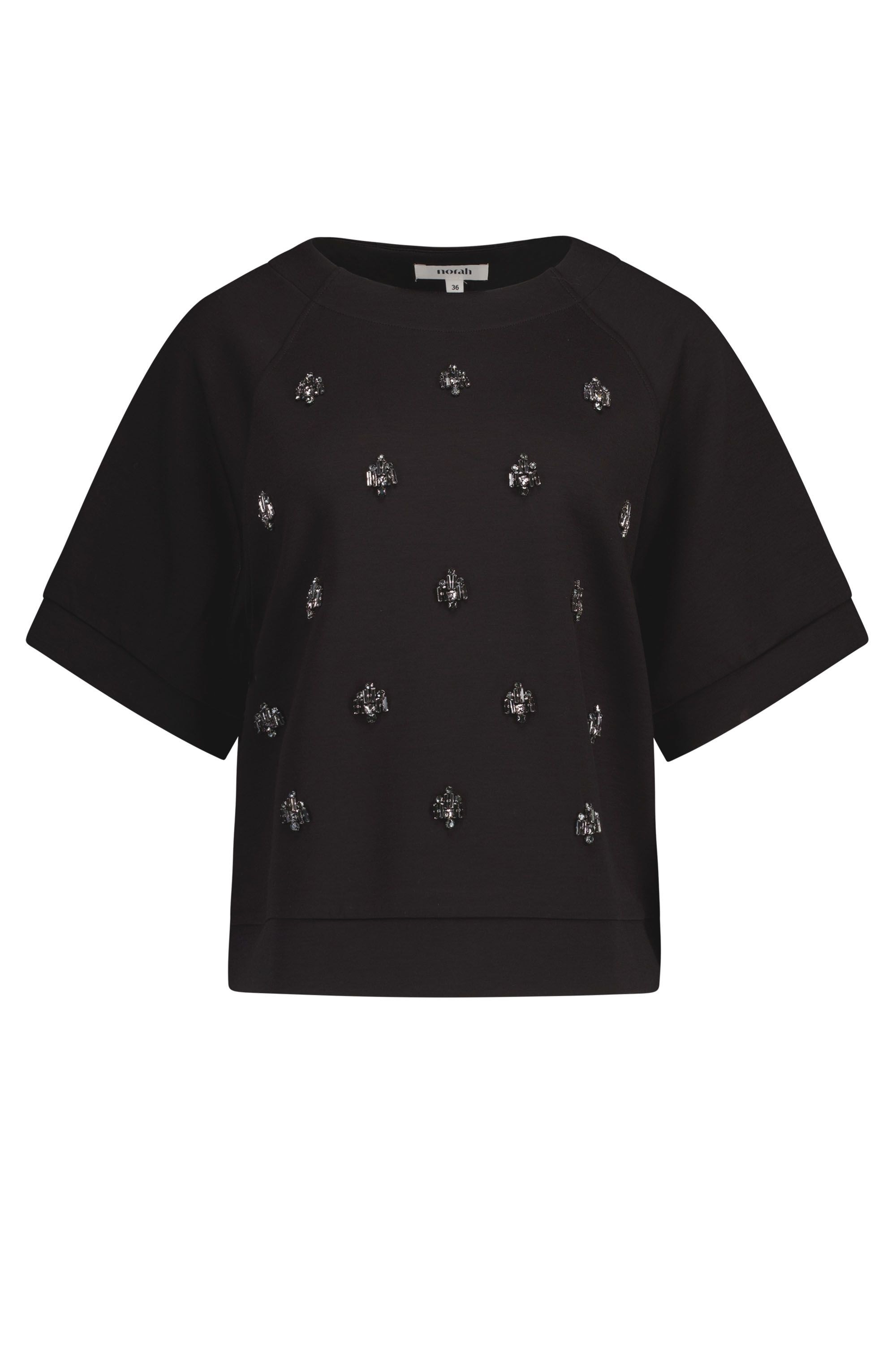 Norah Zwart shirt met steentjes black 219028-001
