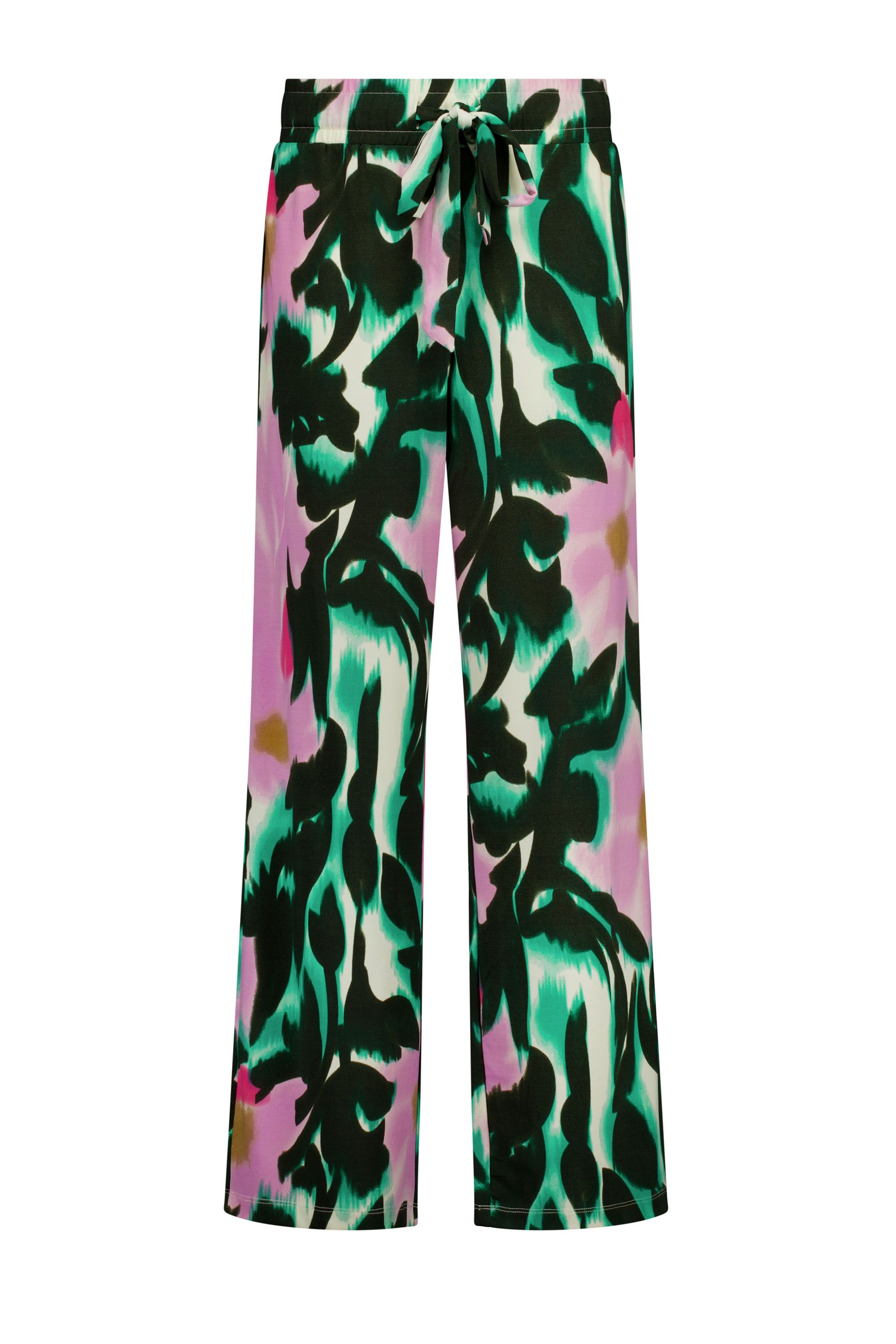 Norah Wide fit broek | Groen/roze | Grafische print green/pink 219029-539