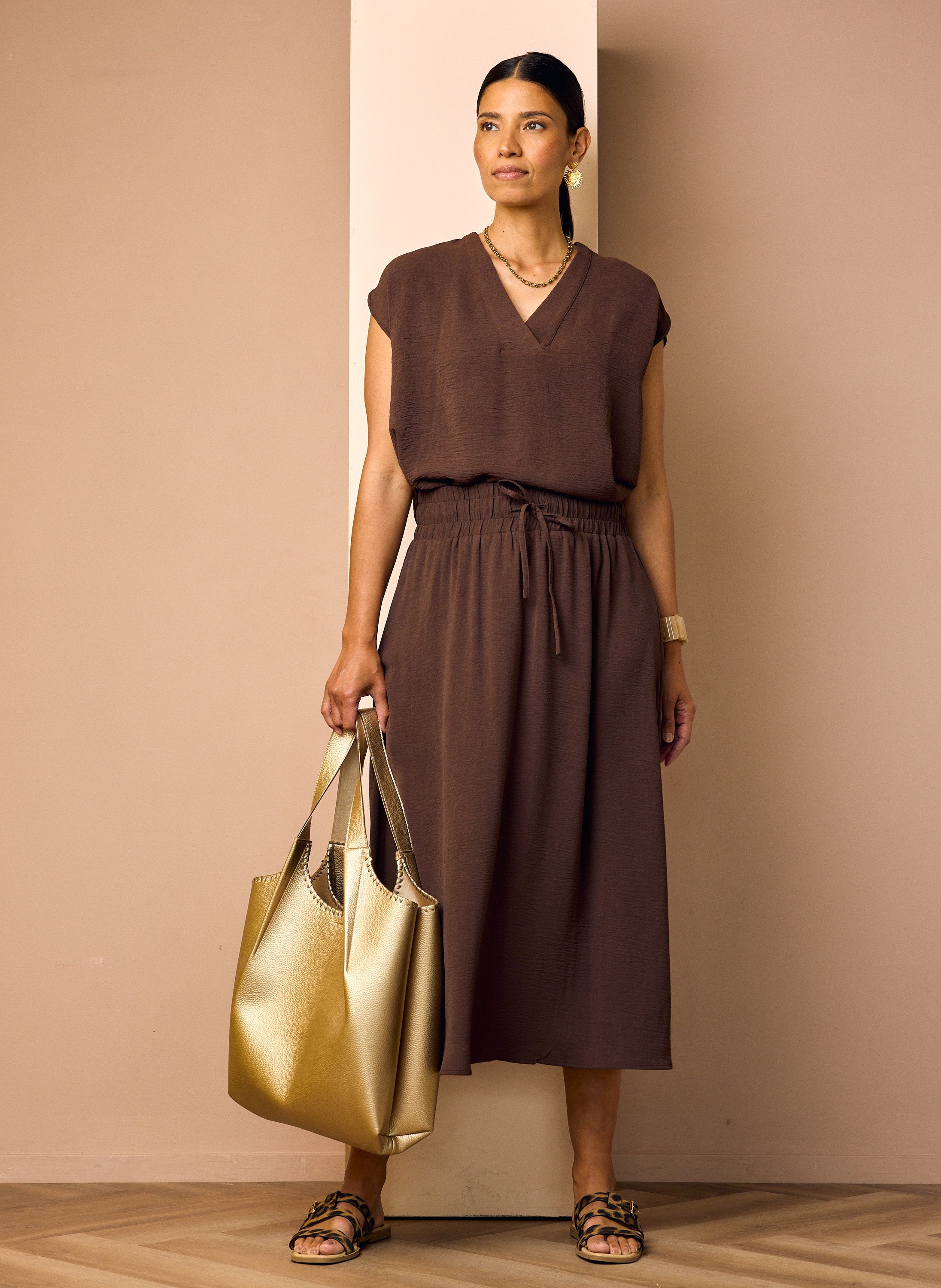 Norah Bruine midi rok brown 219032-200