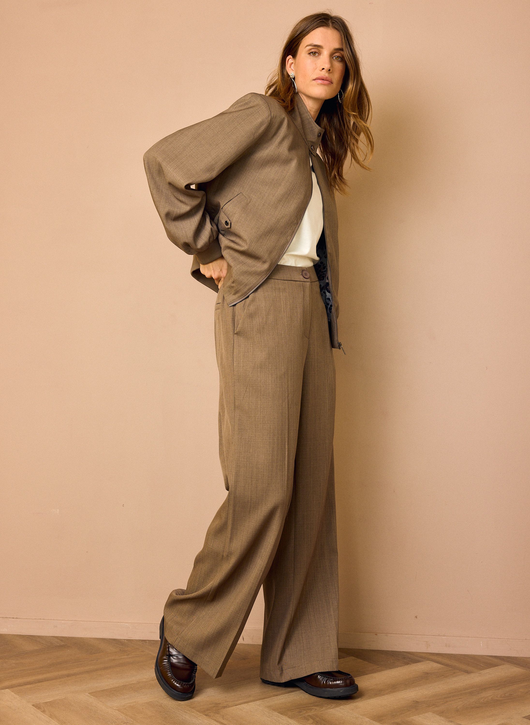 Norah Wide fit broek | Khaki khaki 219033-083