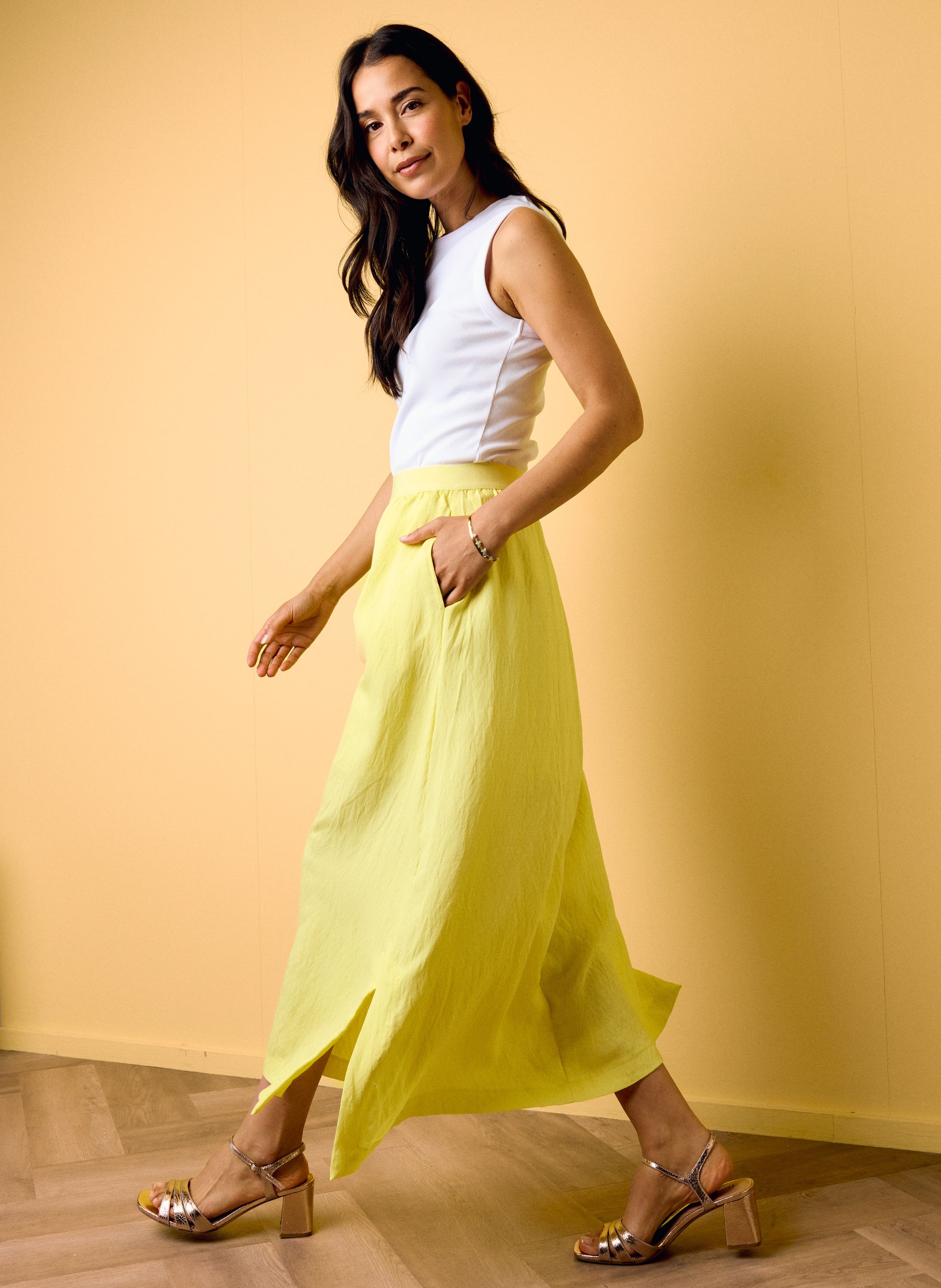 Gele maxi rok