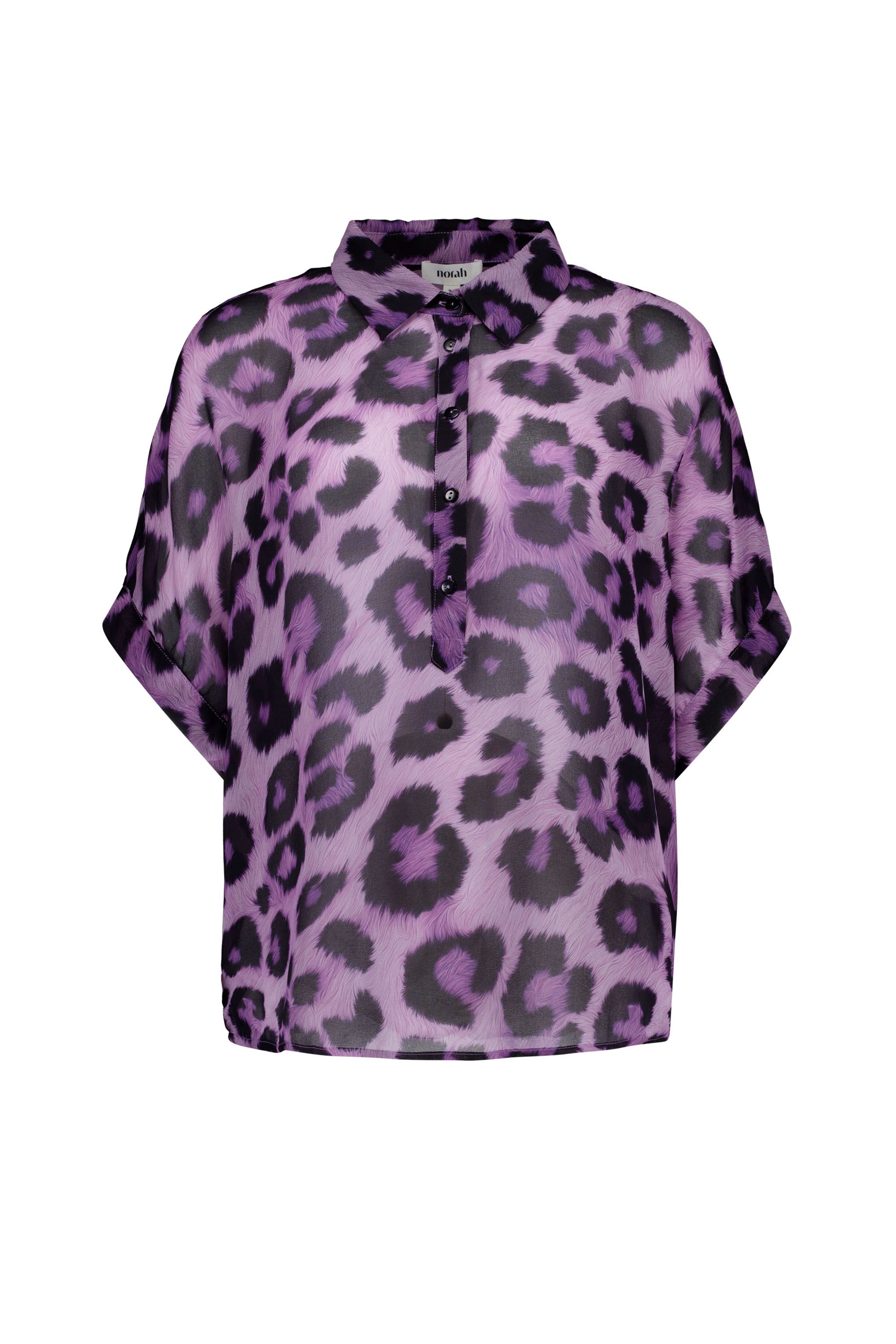Norah Paarse blouse met luipaardprint purple multicolor 219038-820