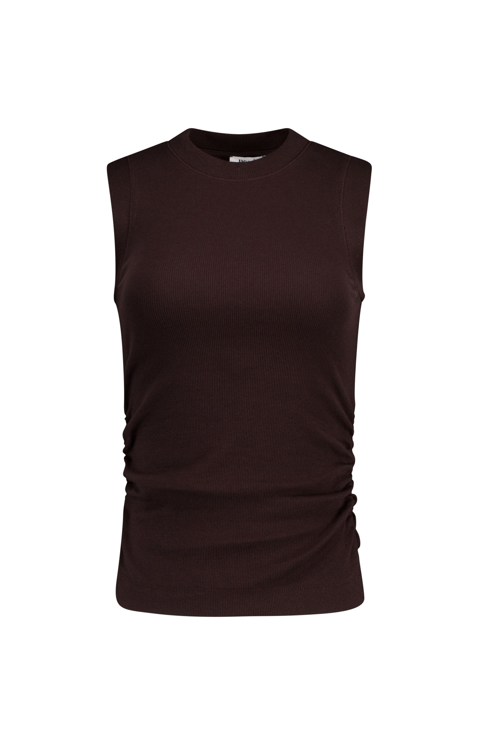 Norah Donkerbruine geribde top dark brown 219043-299