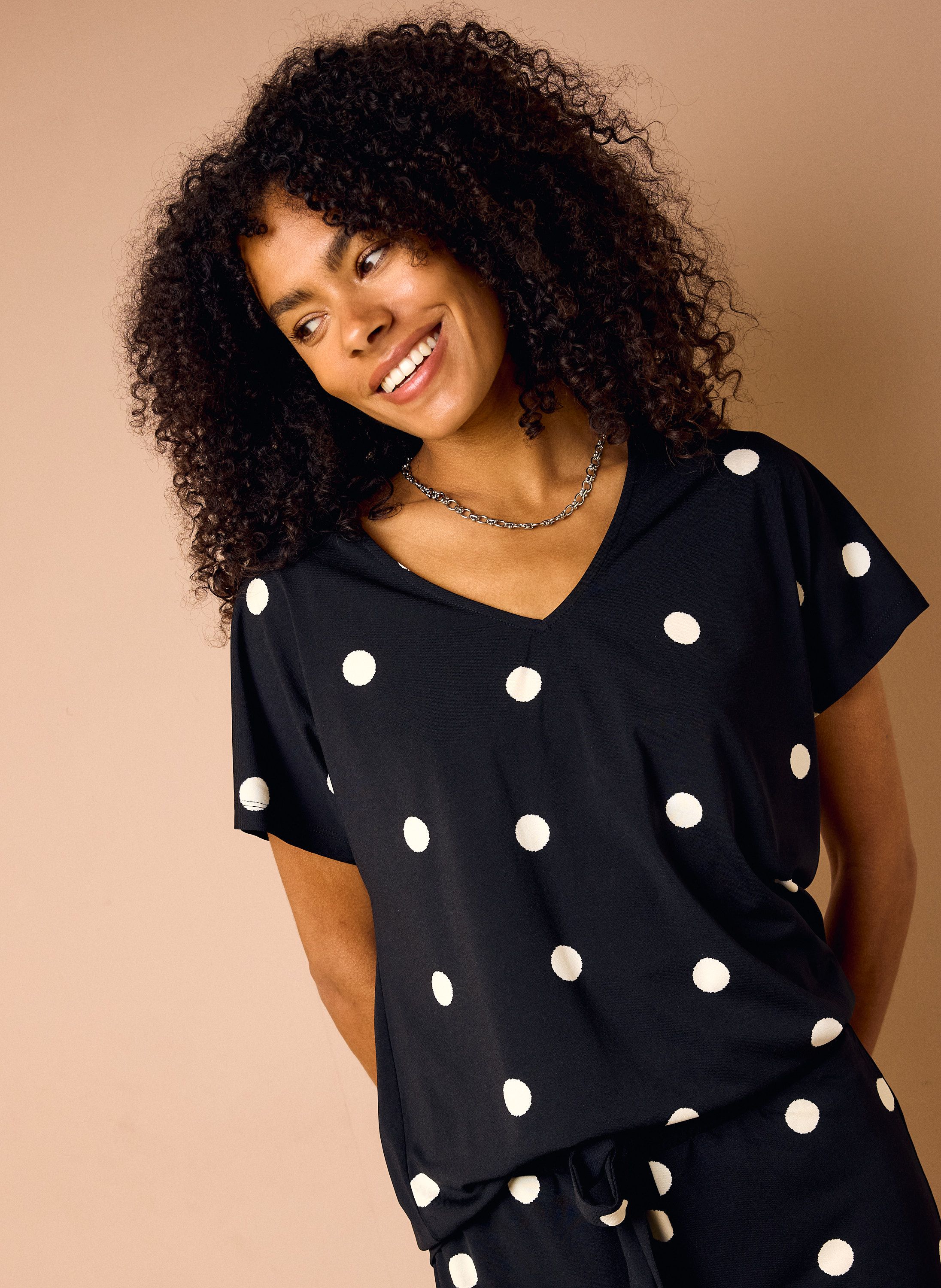 Norah Zwart/ecru polkadot shirt black/ecru 219047-041-48