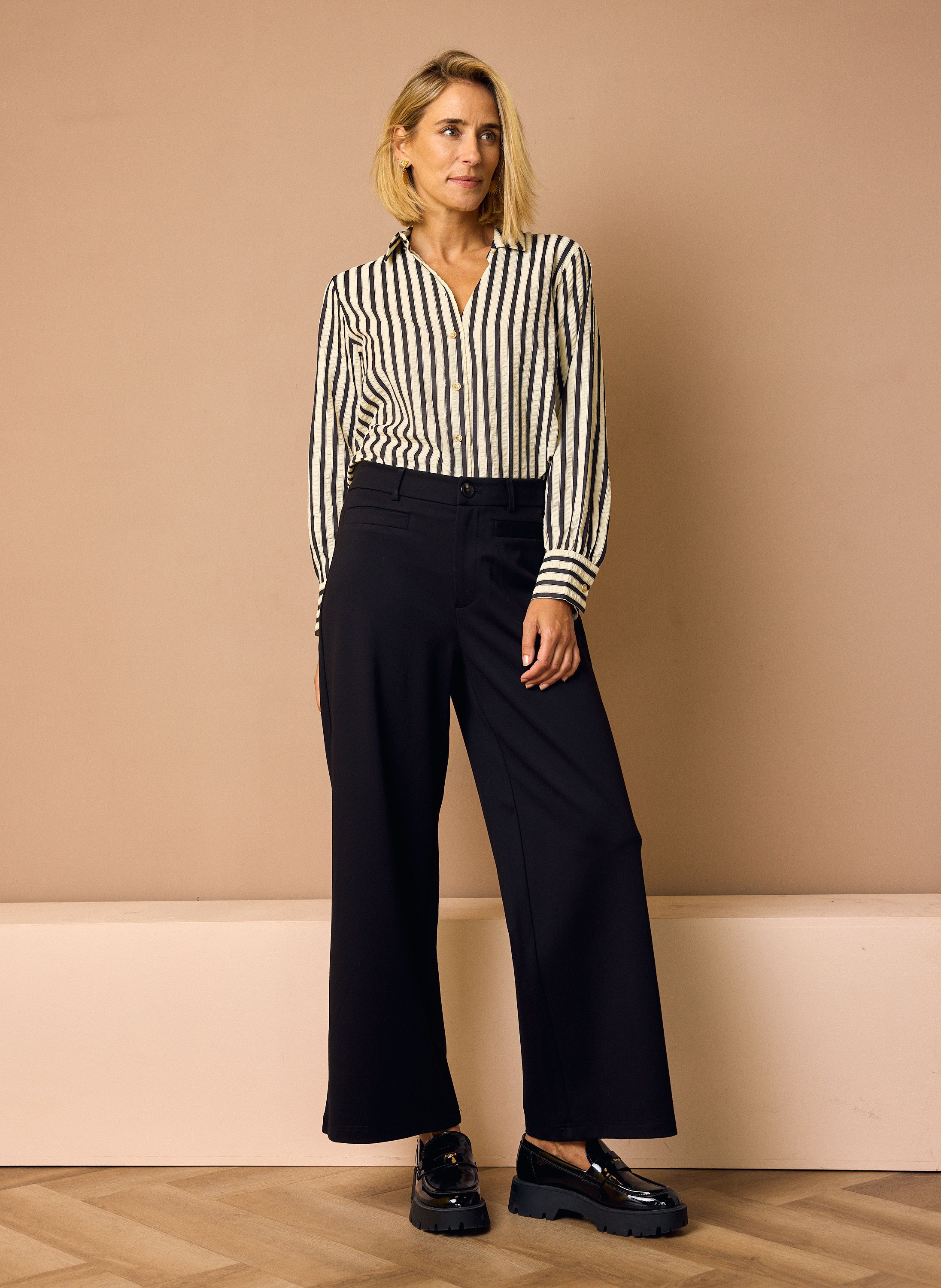 Norah Wide fit pantalon | Zwart | L32 black 219054-001