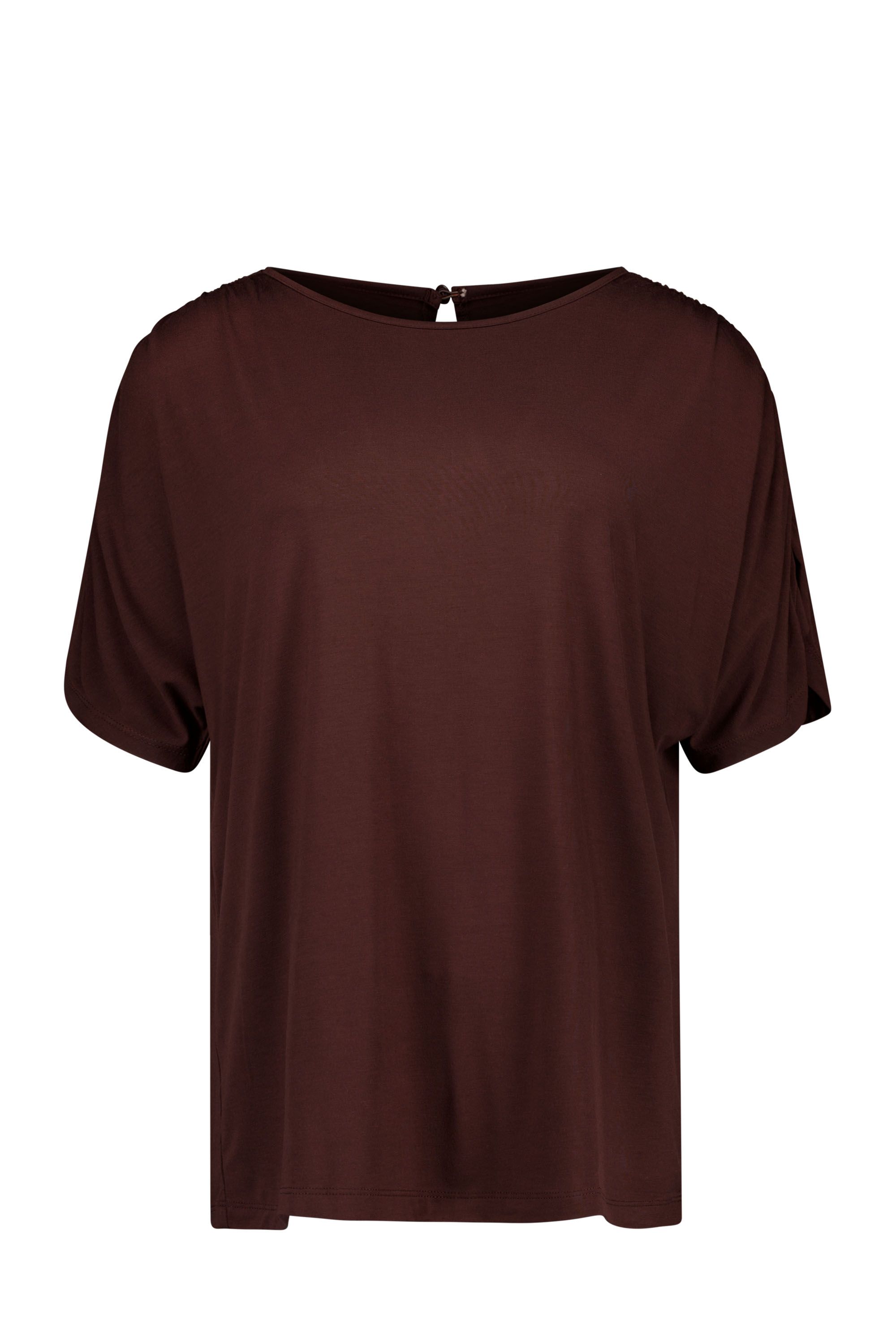 Norah Bruin shirt met geplooide mouwen brown 219068-200