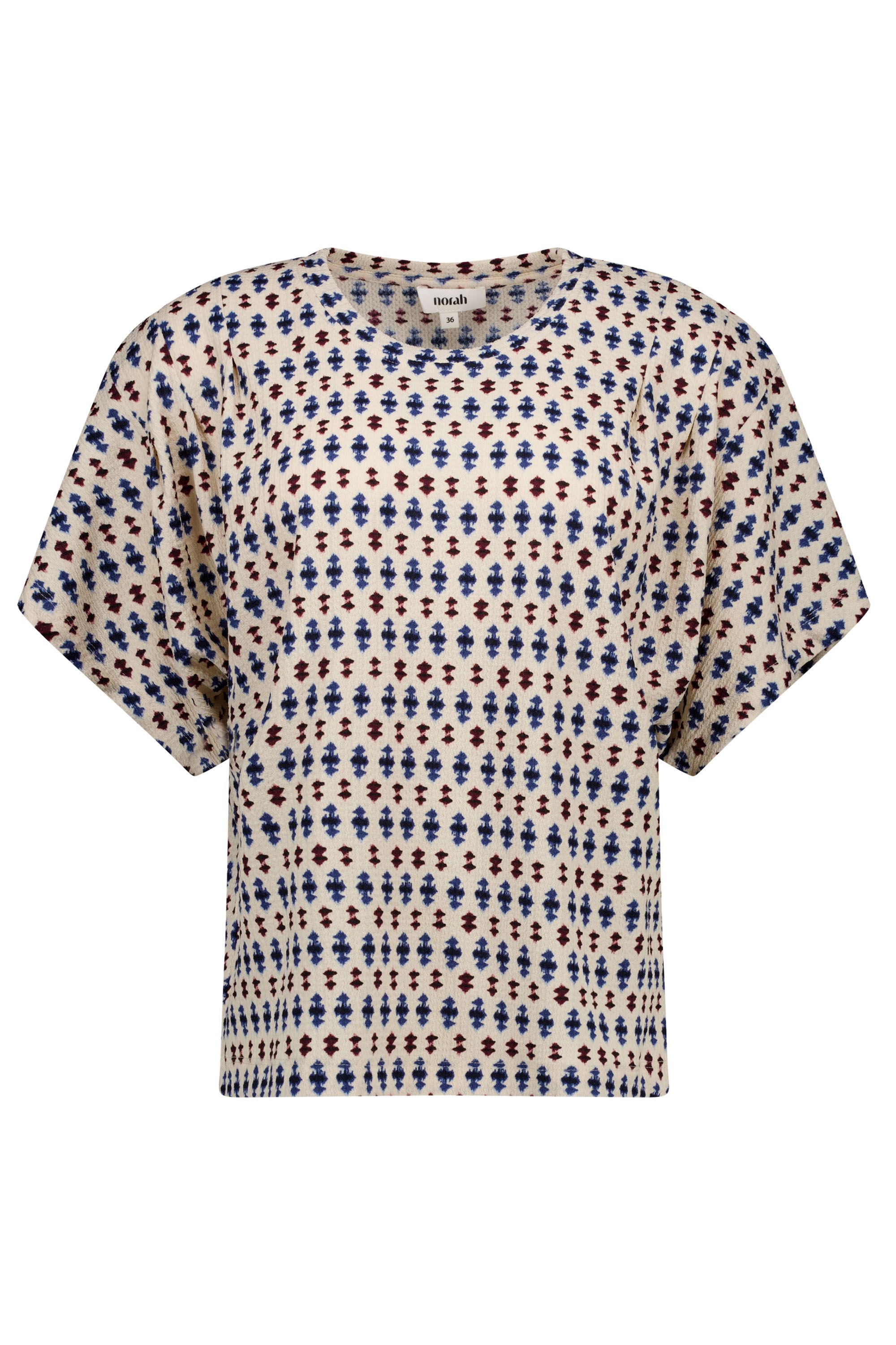 Norah Ecru shirt met grafische print blue multicolor 219070-420