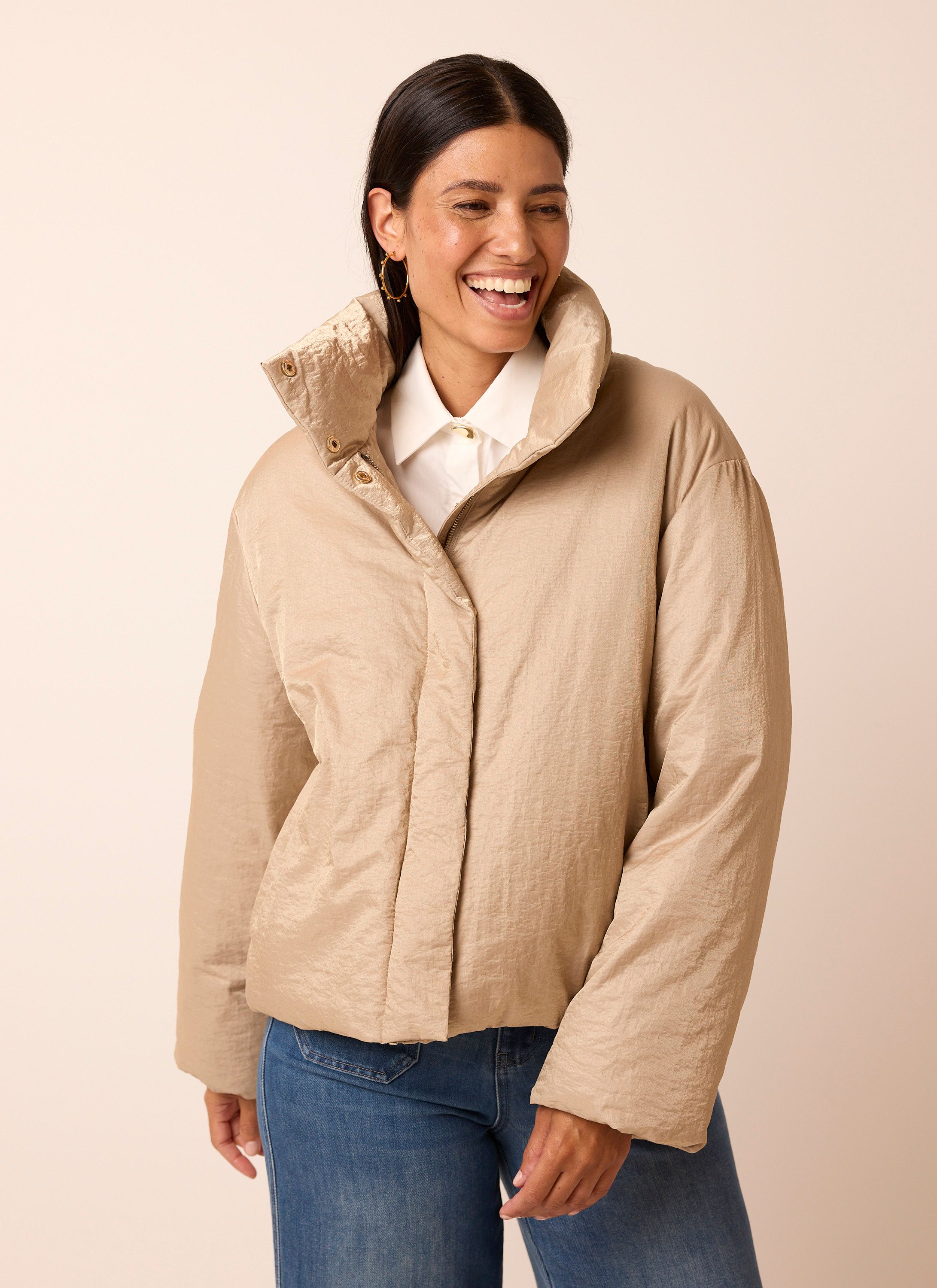 Norah Champagnekleurige pufferjas champagne 219079-103