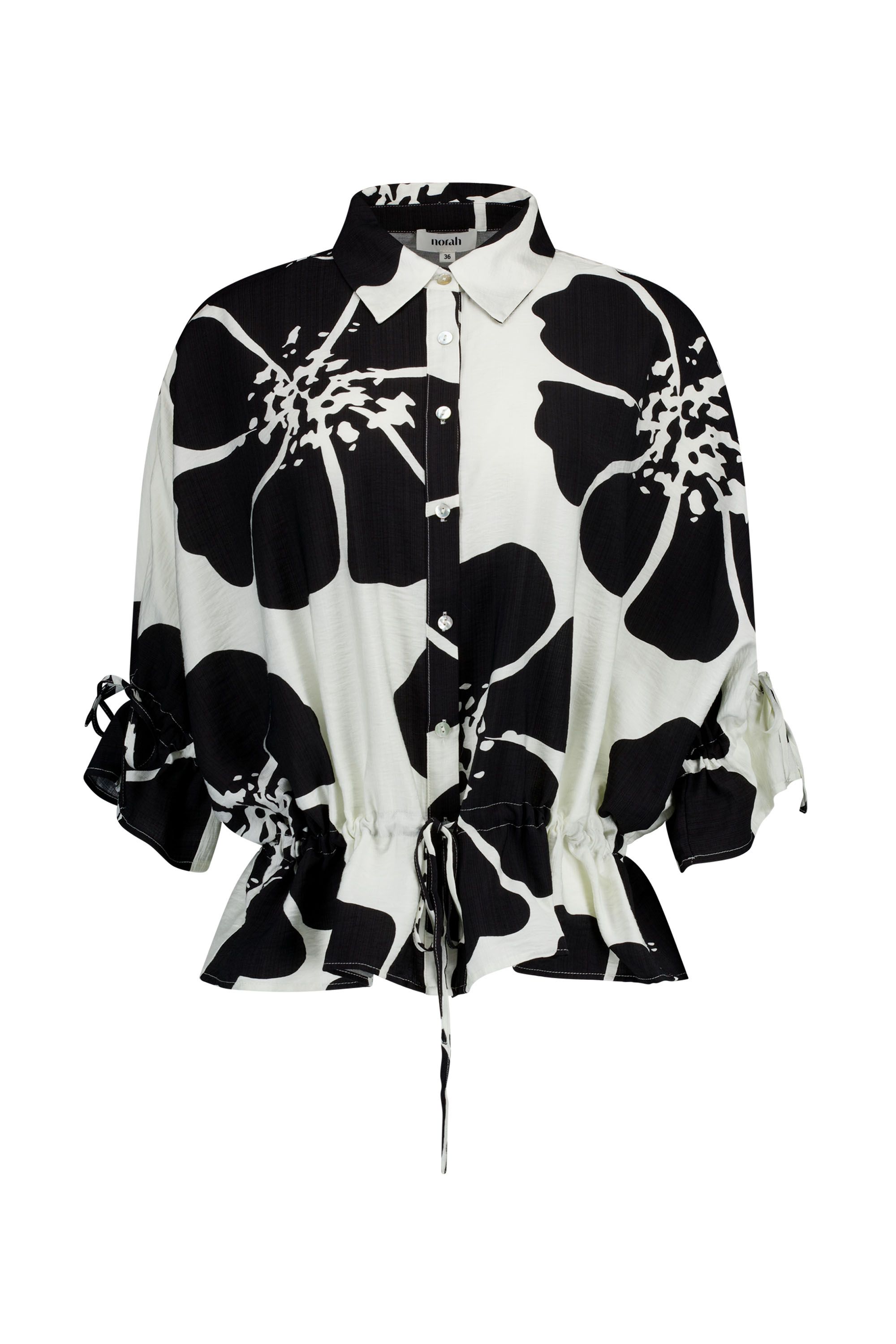 Norah Zwart/witte blouse met bloemenprint black/white 219080-031
