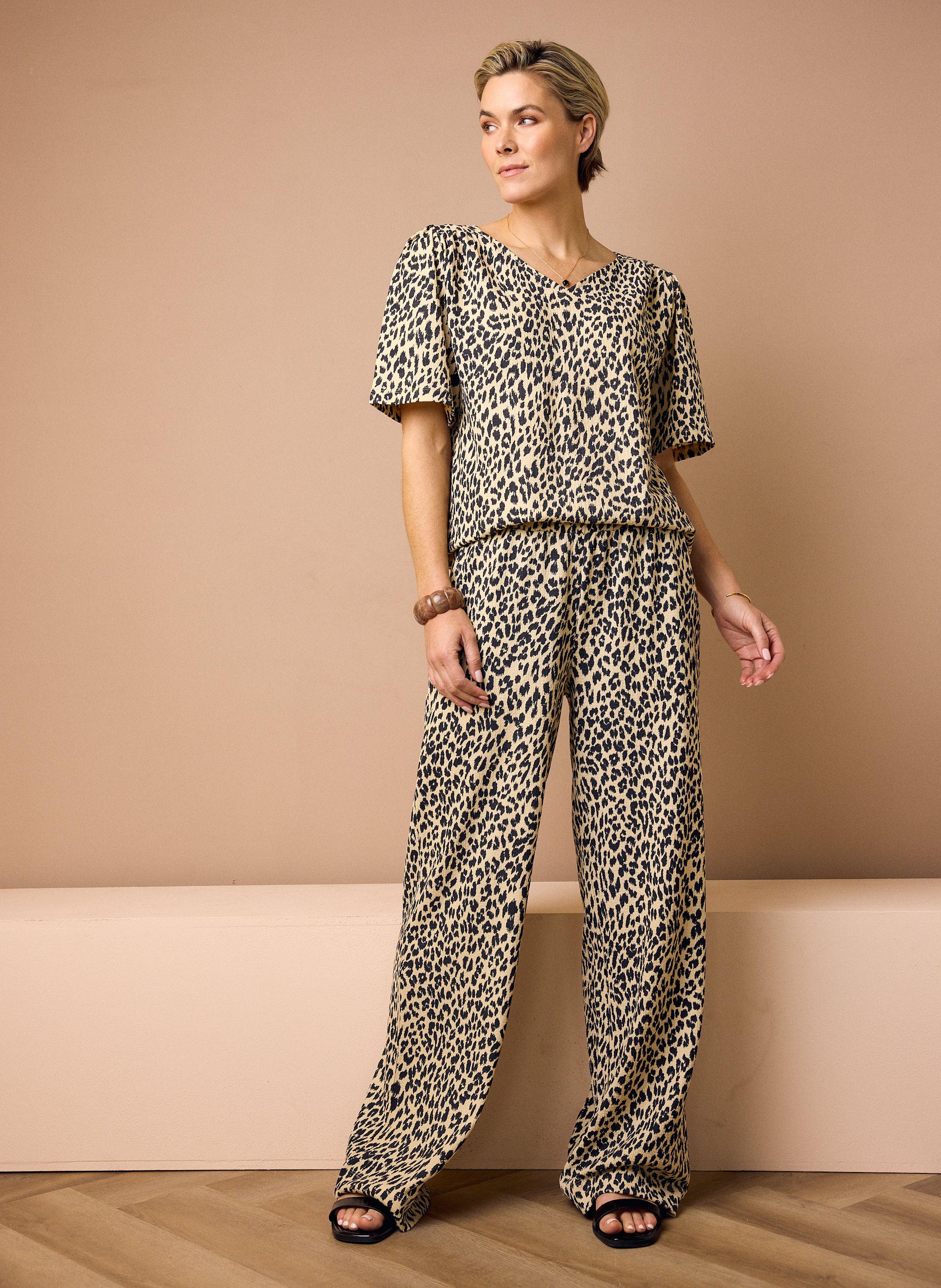 Norah Wide fit broek | Luipaardprint ecru/black 219083-170-40