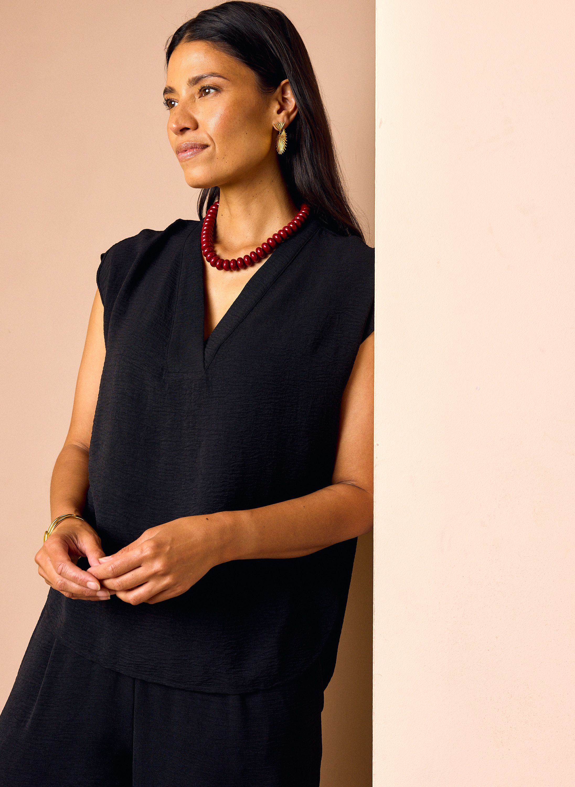 Norah Zwarte blouse met V-hals black 219090-001