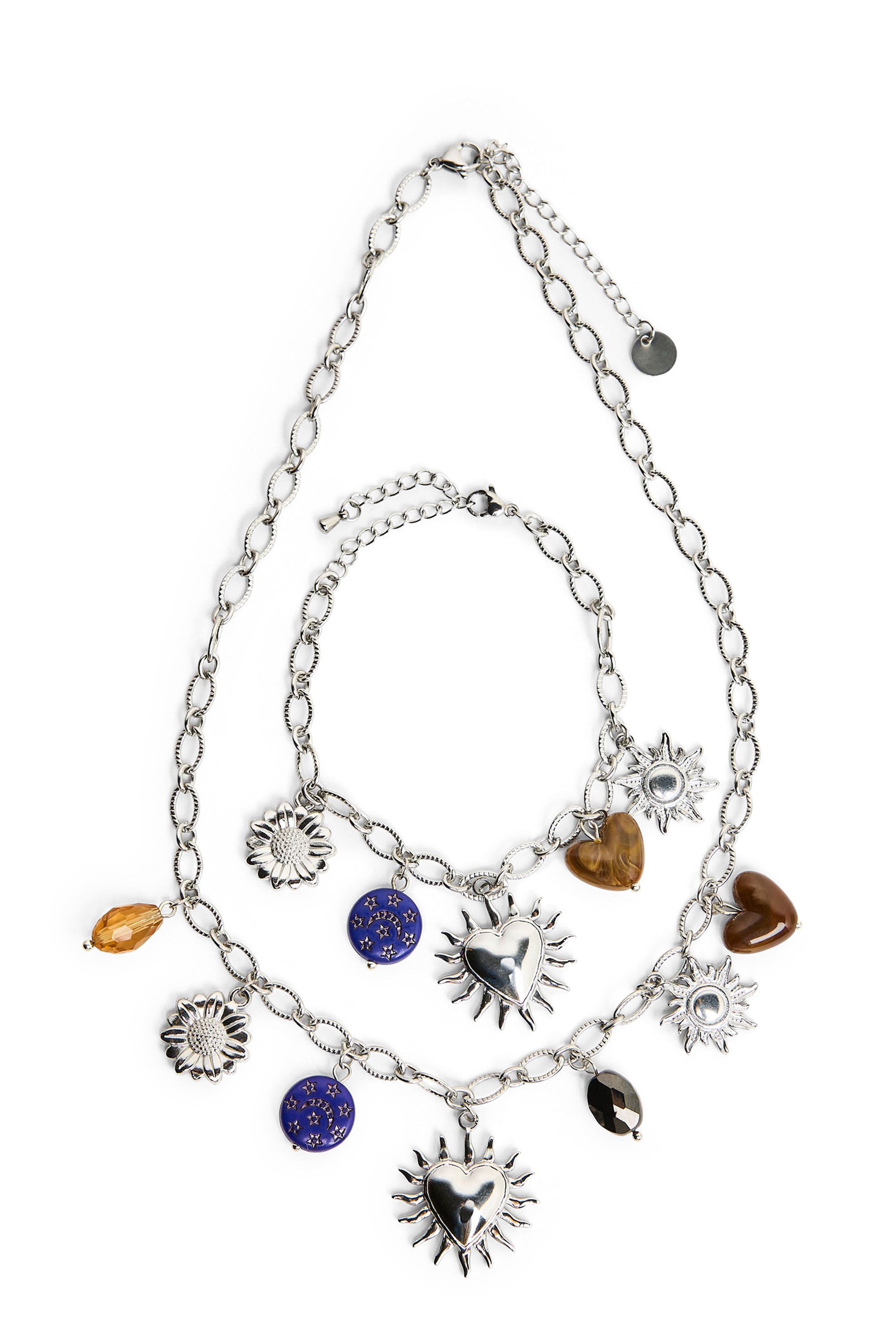 Zilverkleurige bedelketting 