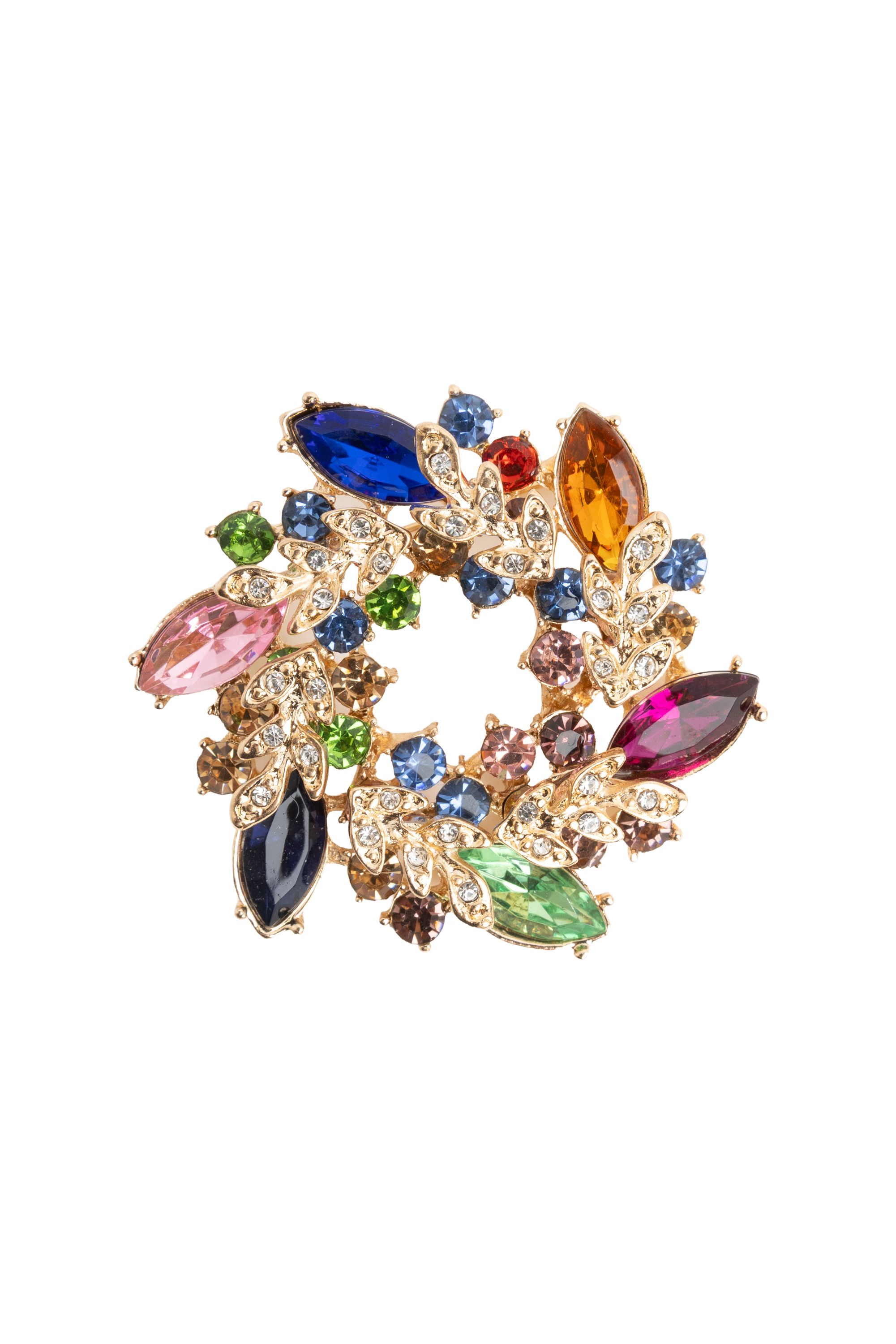 Norah Goudkleurige broche met gekleurde stenen gold multicolor 219101-198-ONE