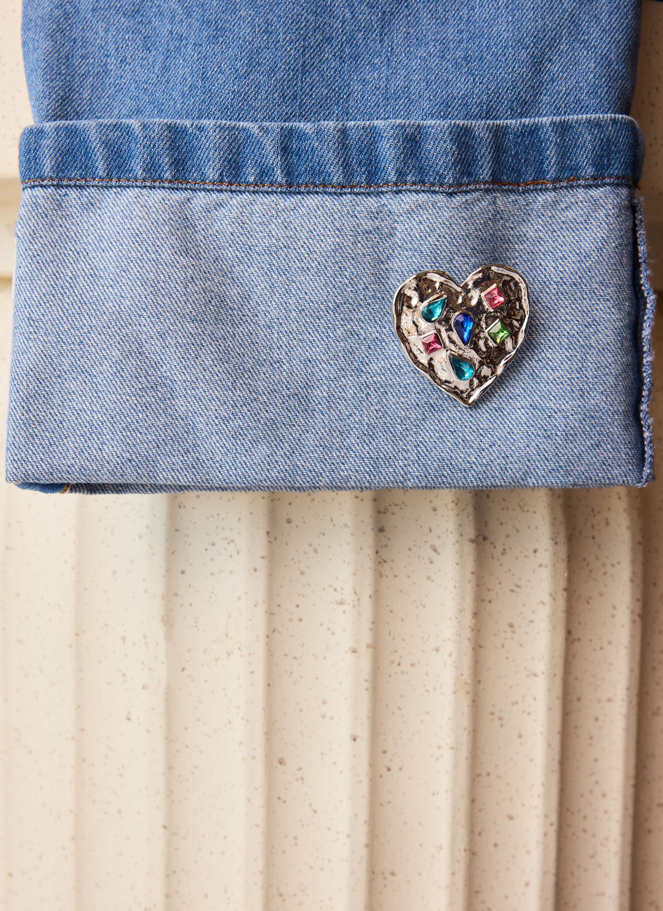 Norah Zilverkleurig hart broche silver multicolor 219104-093