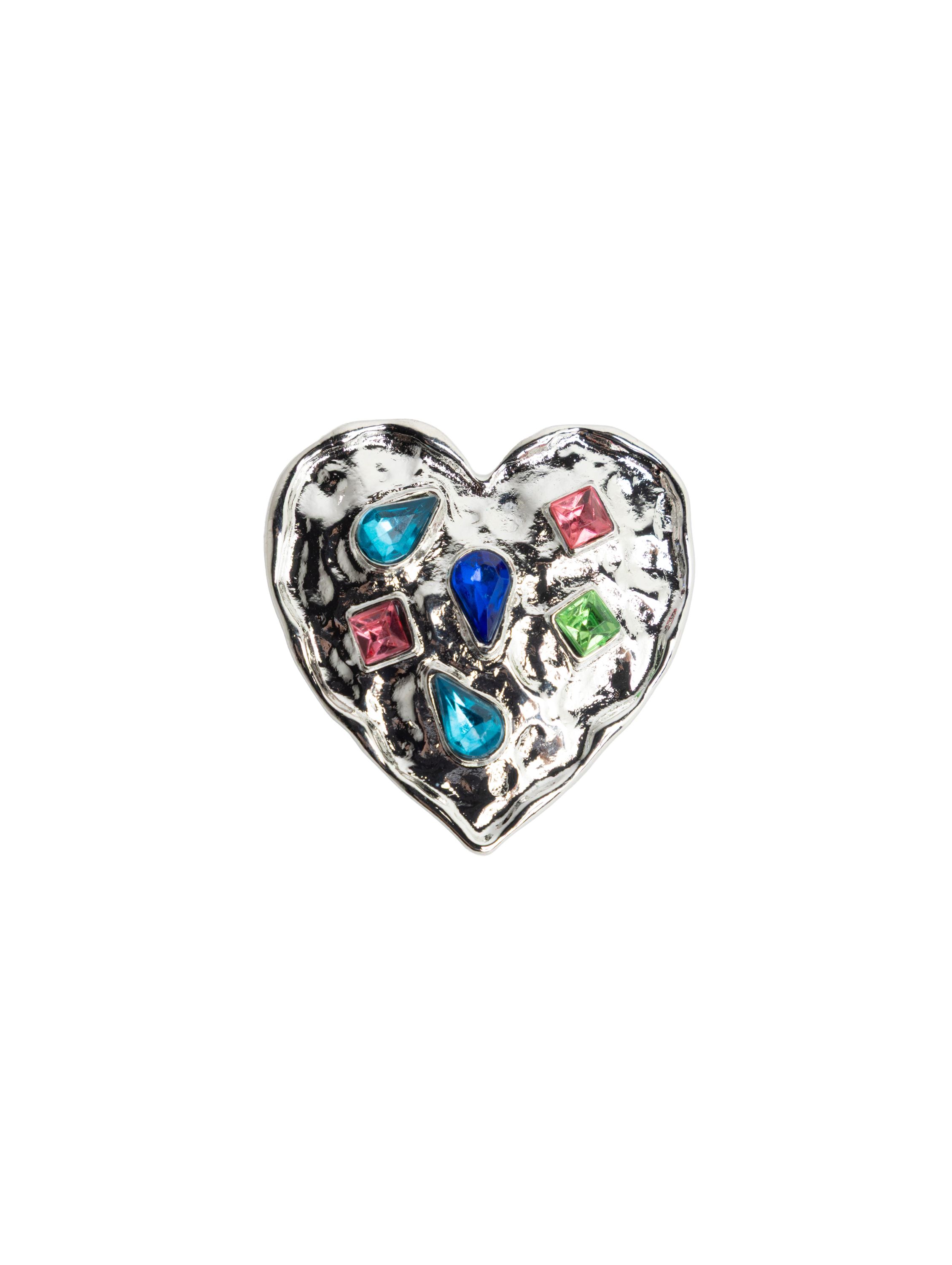 Norah Zilverkleurig hart broche silver multicolor 219104-093