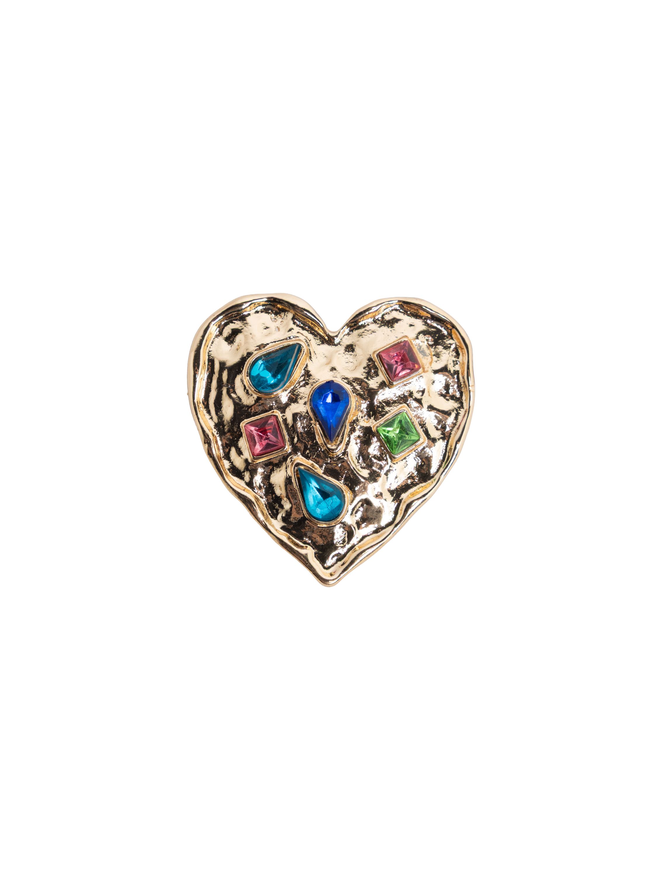 Norah Goudkleurig hart broche gold multicolor 219104-198