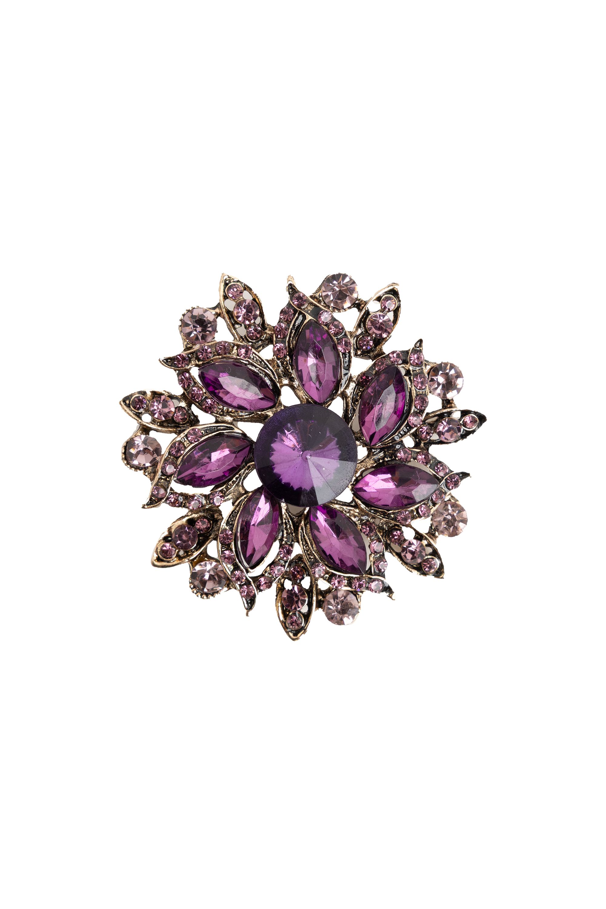 Norah Goudkleurige broche met paarse stenen gold multicolor 219110-198-ONE