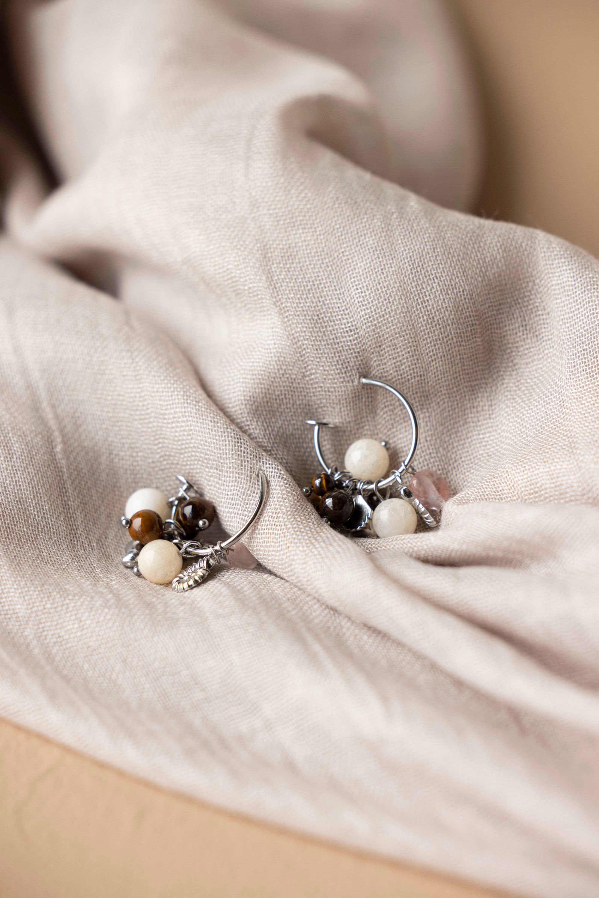 Norah Zilverkleurige oorbellen met kralen silver multicolor 219116-093-ONE