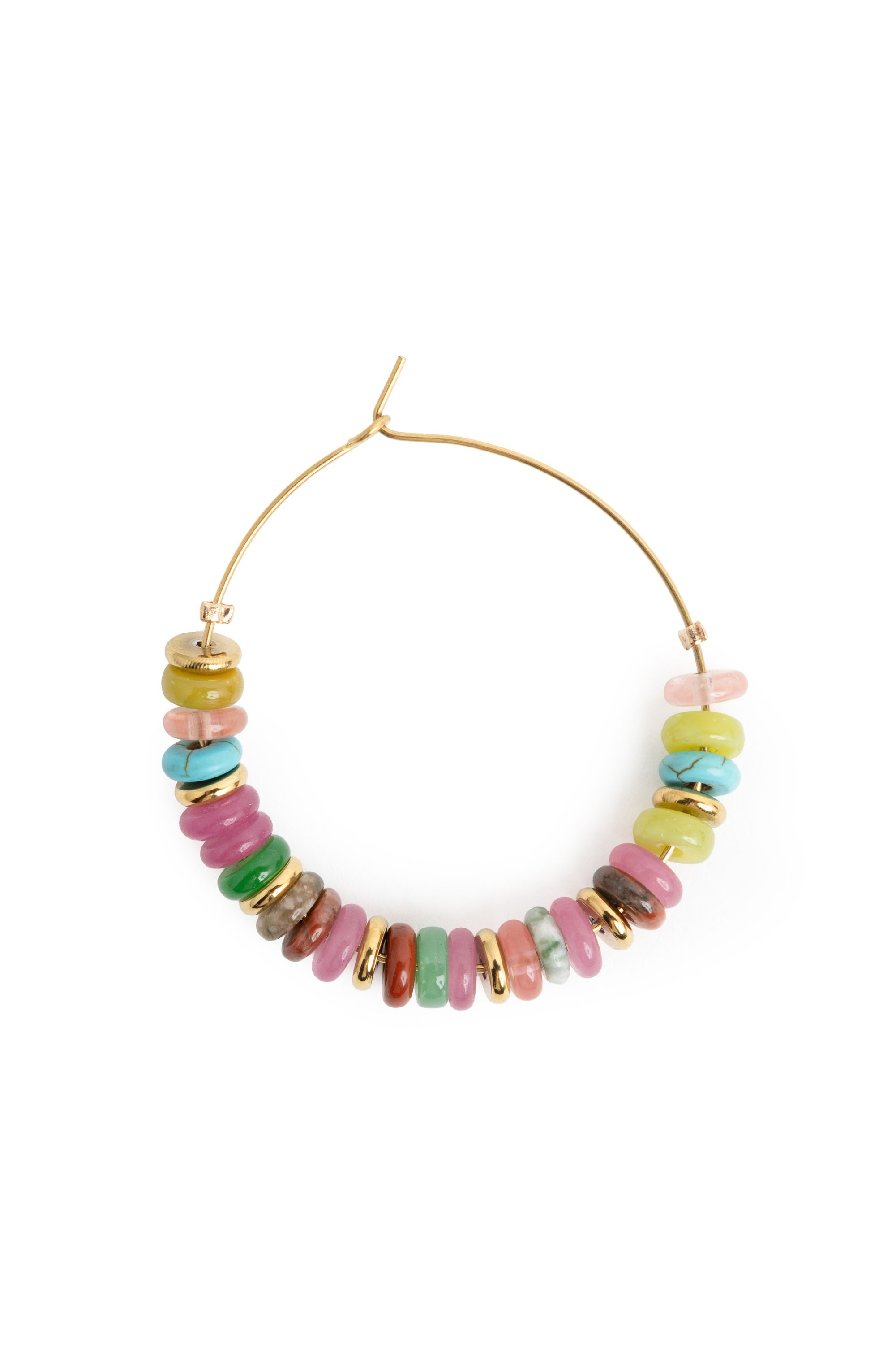 Norah Goudkleurige oorringen met kleurrijke kralen gold multicolor 219117-198-ONE