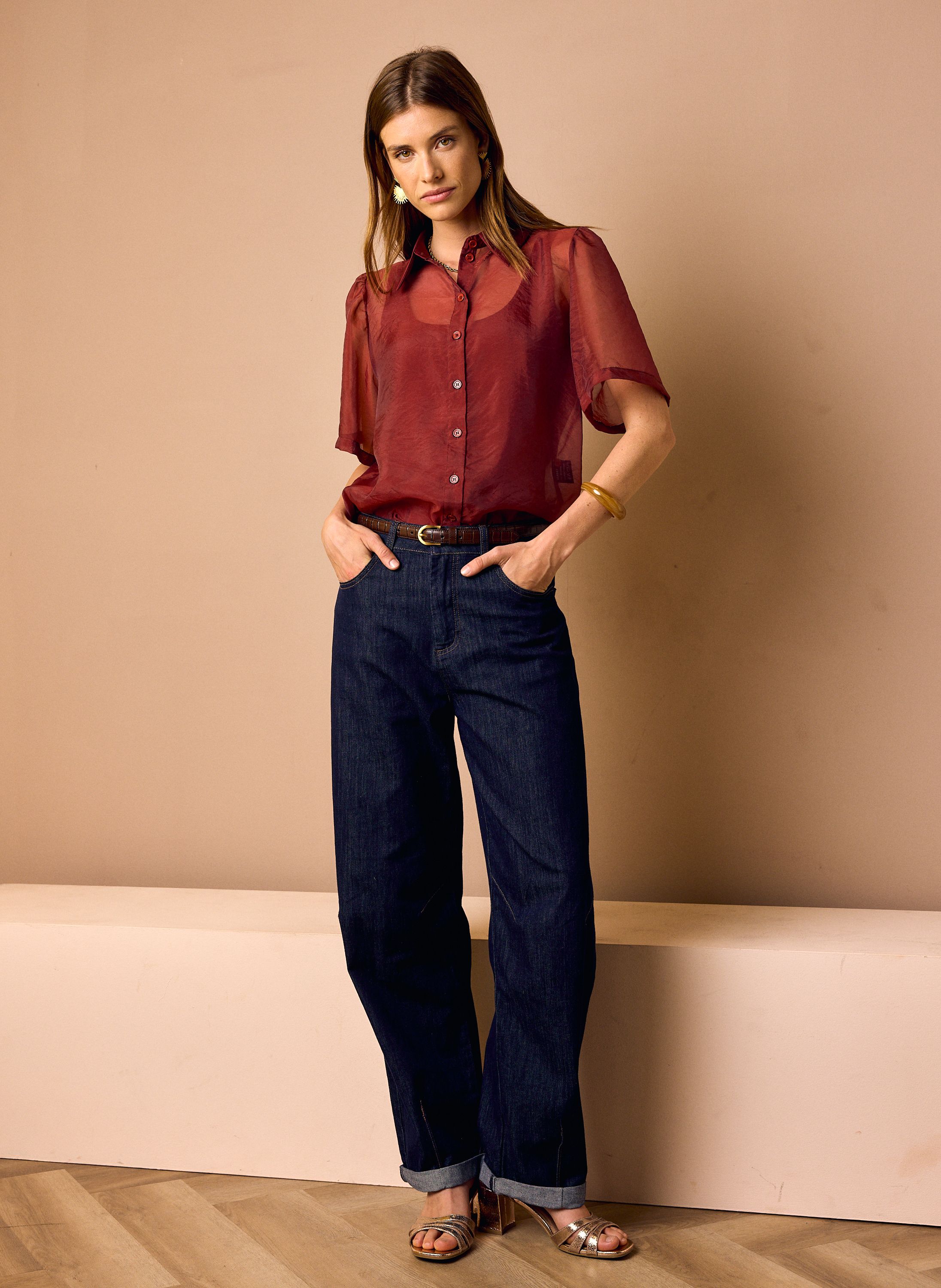 Norah Barrel jeans | Donkerblauw | L28 indigo denim 219120-484