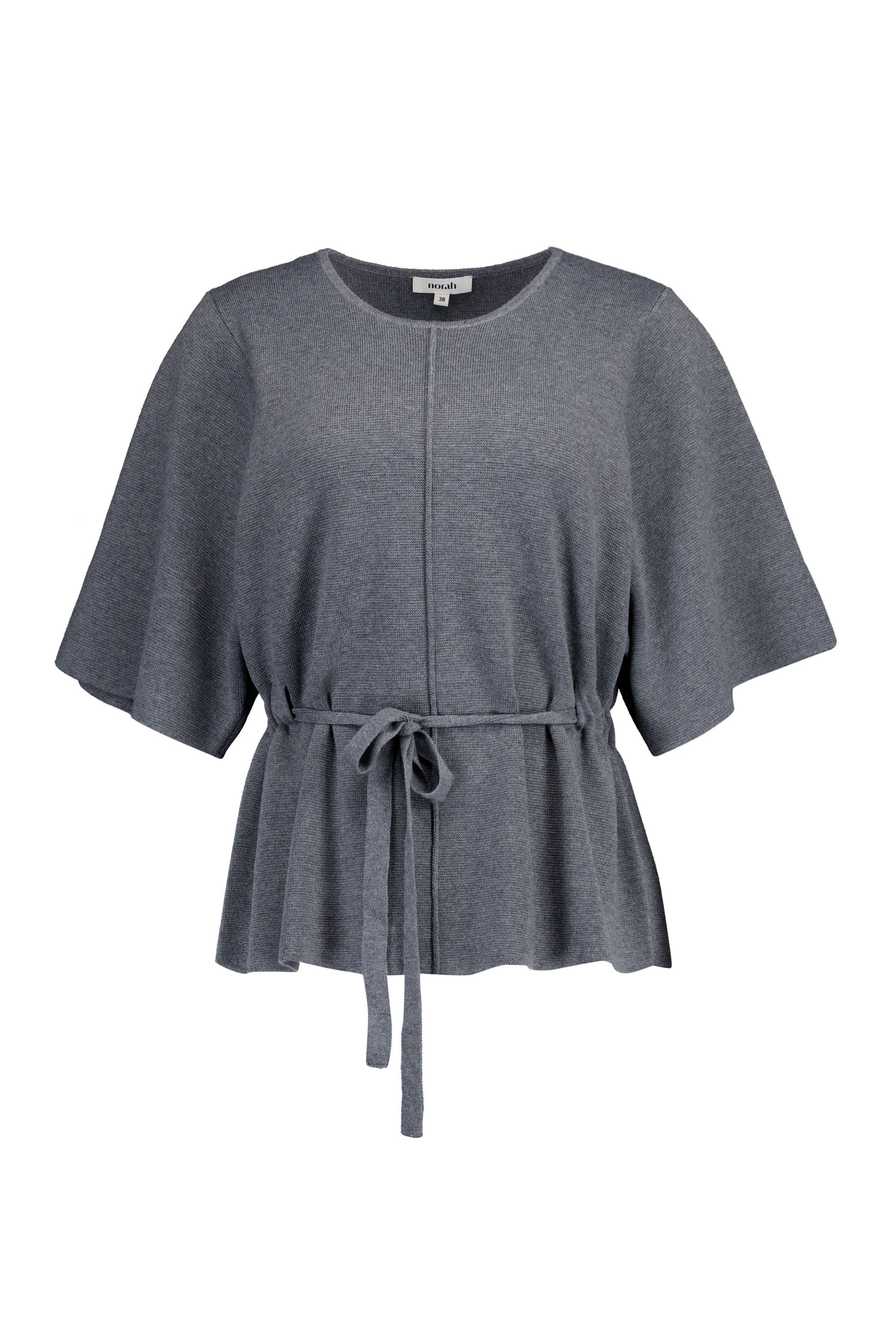 Norah Grijze trui met ceintuur grey melange 219123-050