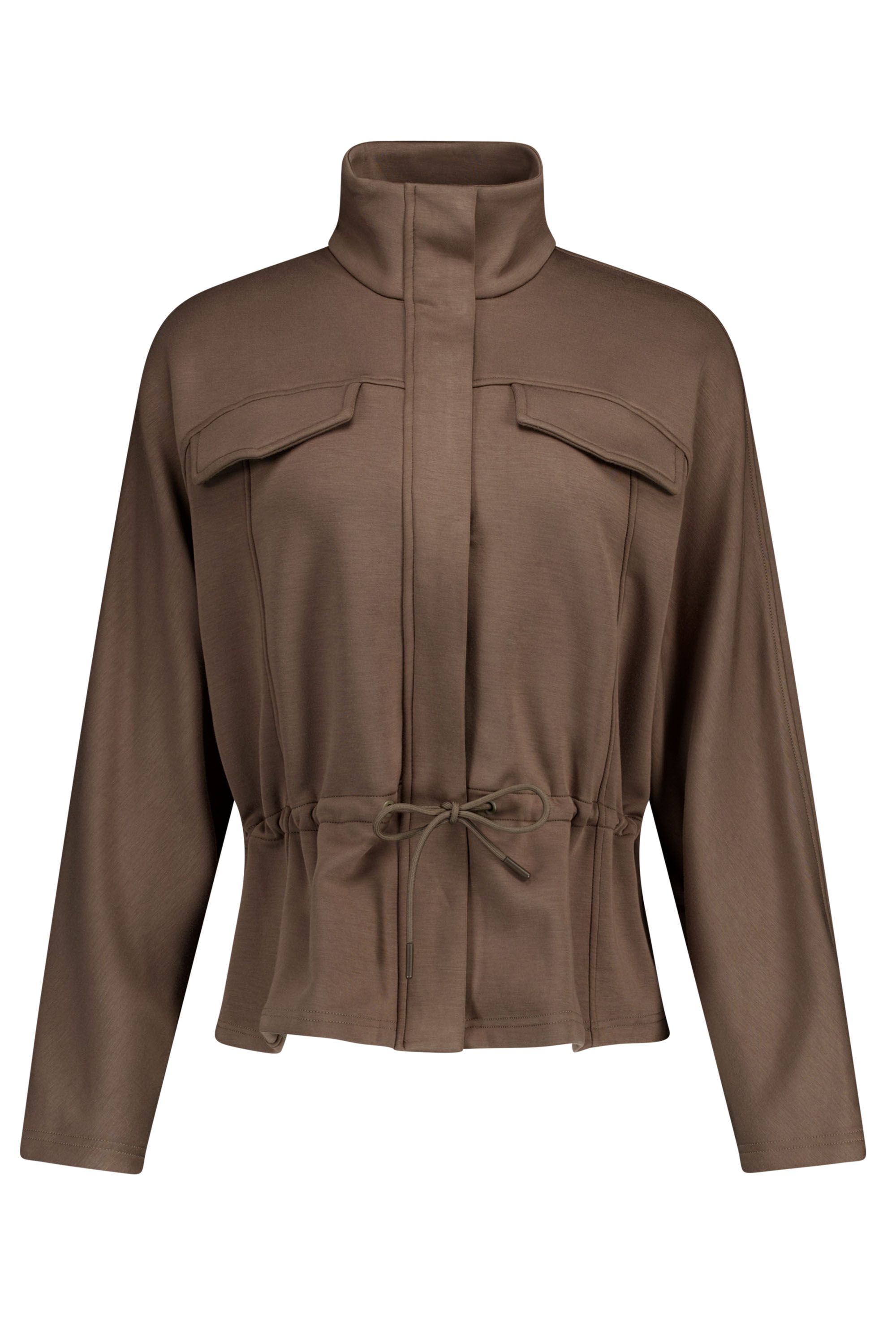 Norah Donkergroen jasje met strikkoord dark olive 219127-598