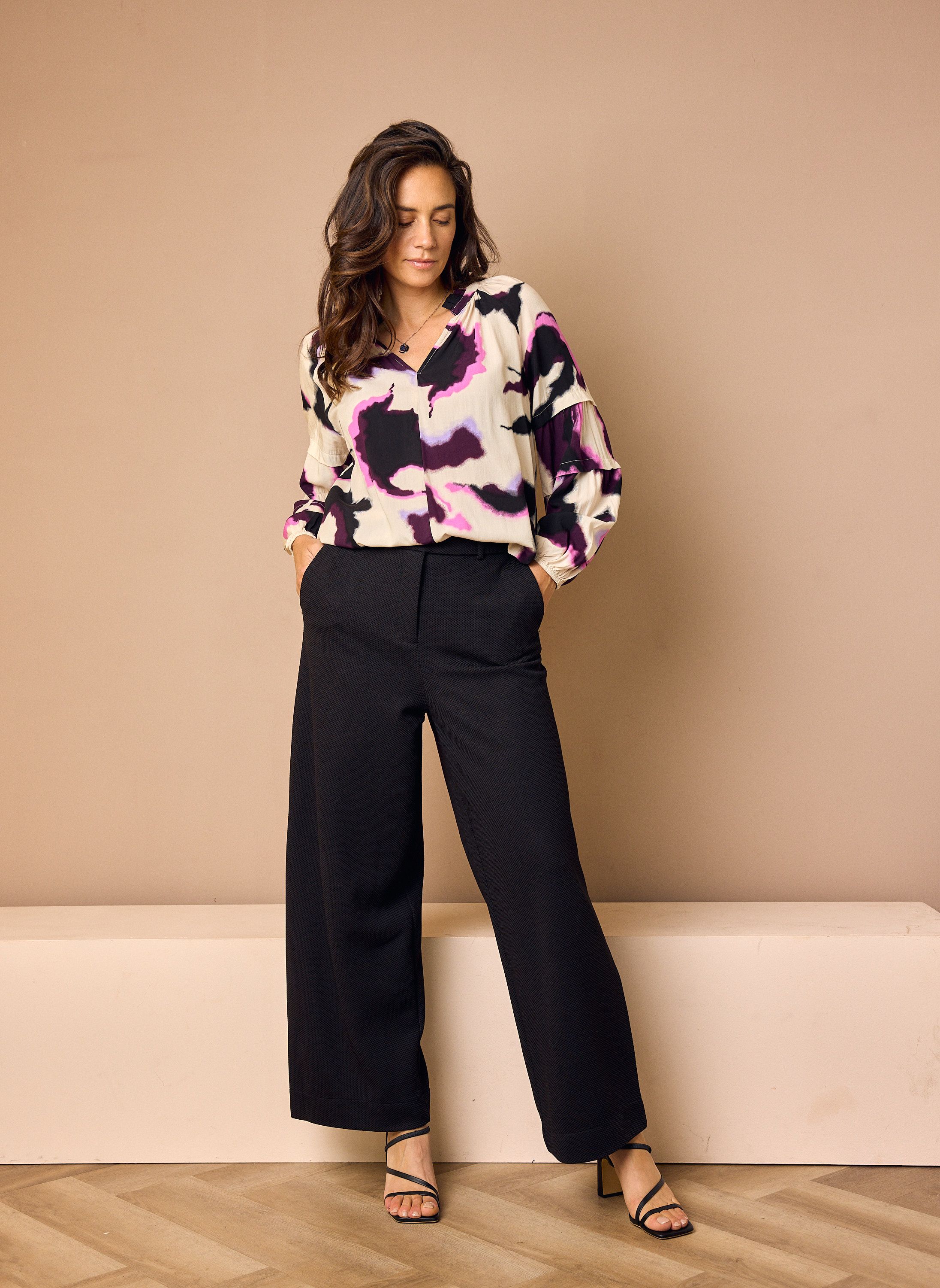 Norah Straight fit broek | Zwart | Structuur black 219128-001