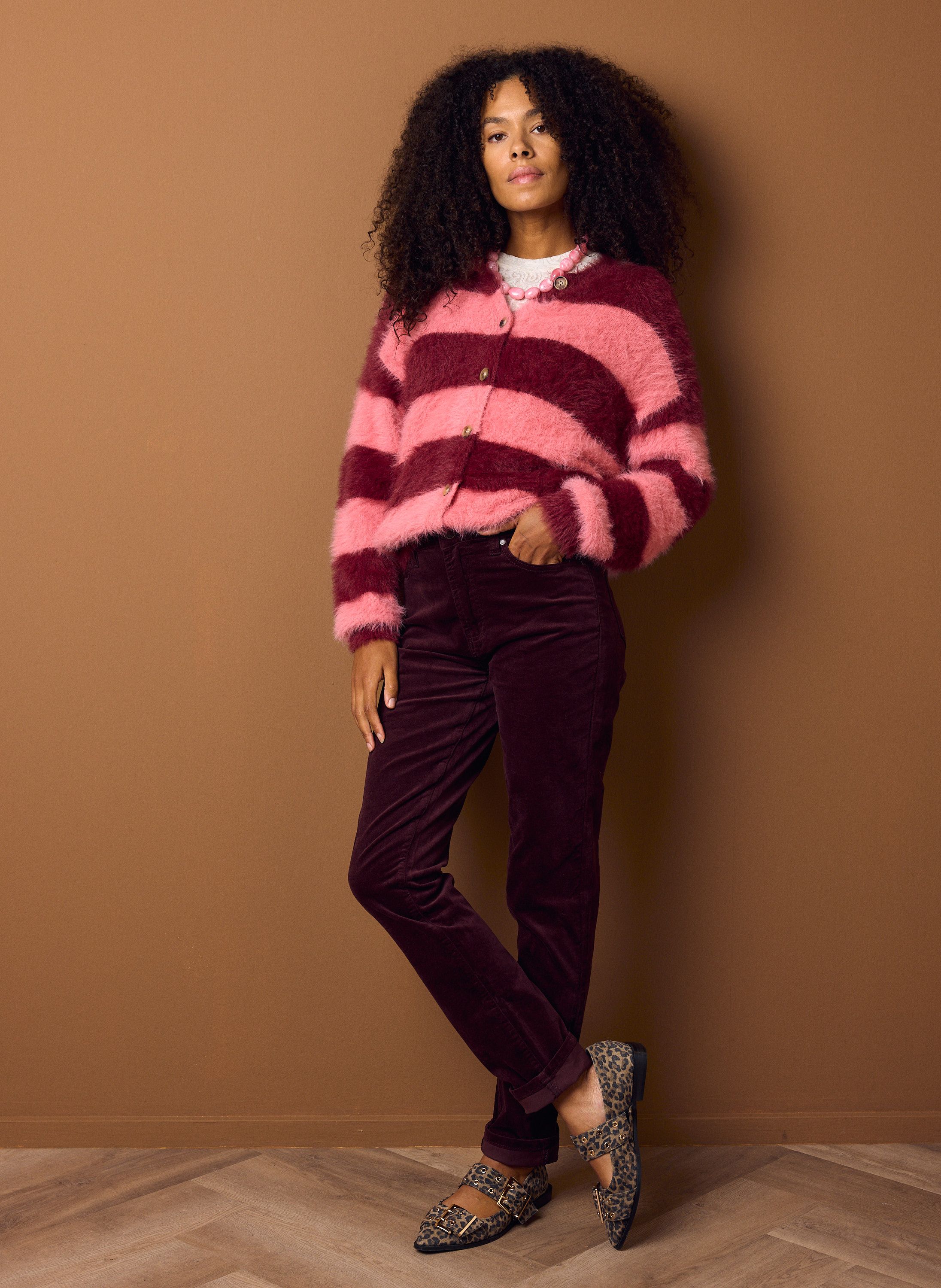 Norah Syl jeans | Slim | Bordeaux | Velvet | L32 bordeaux 219134-696