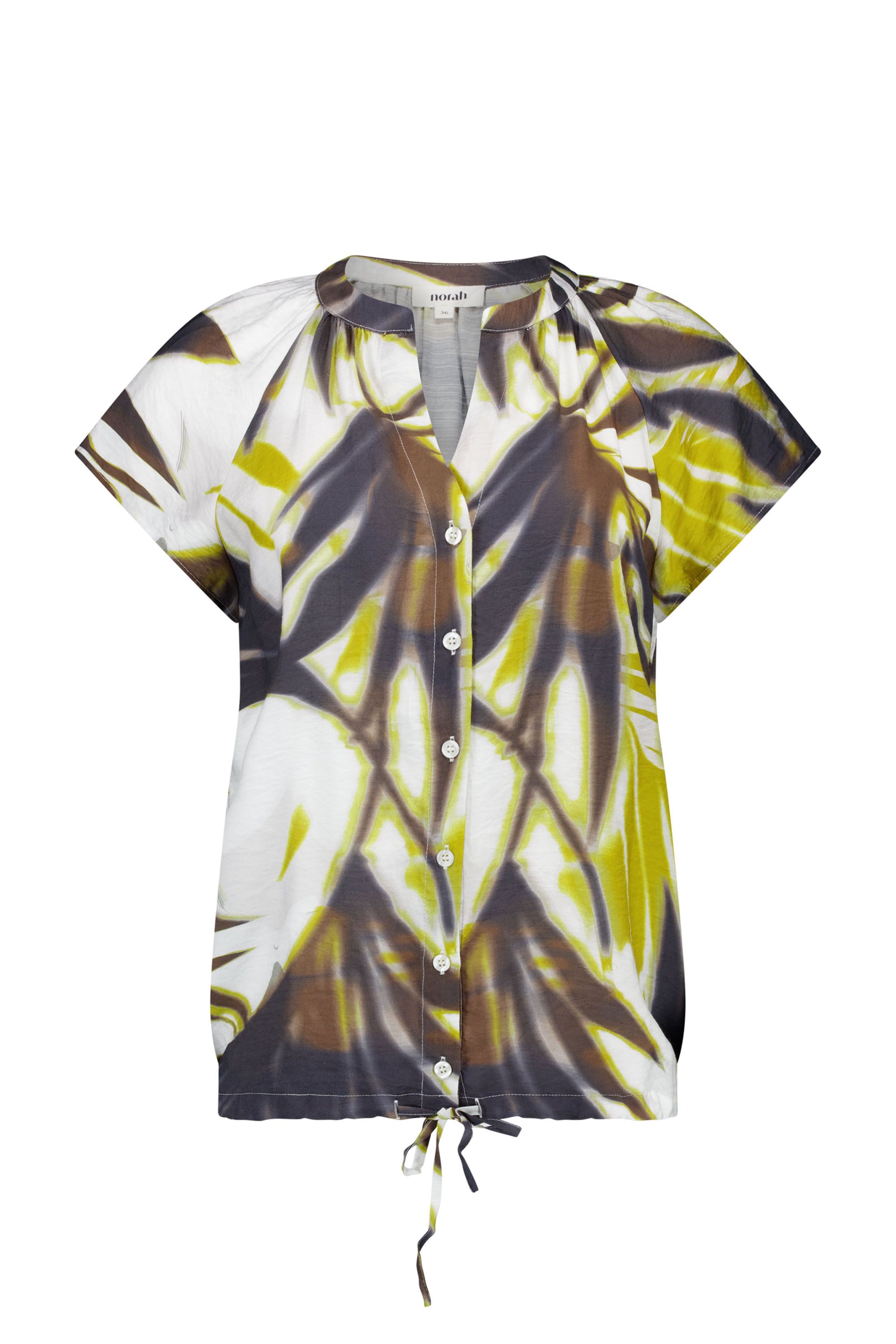 Norah Grijs/groene blouse met grafische print grey multicolor 219138-048