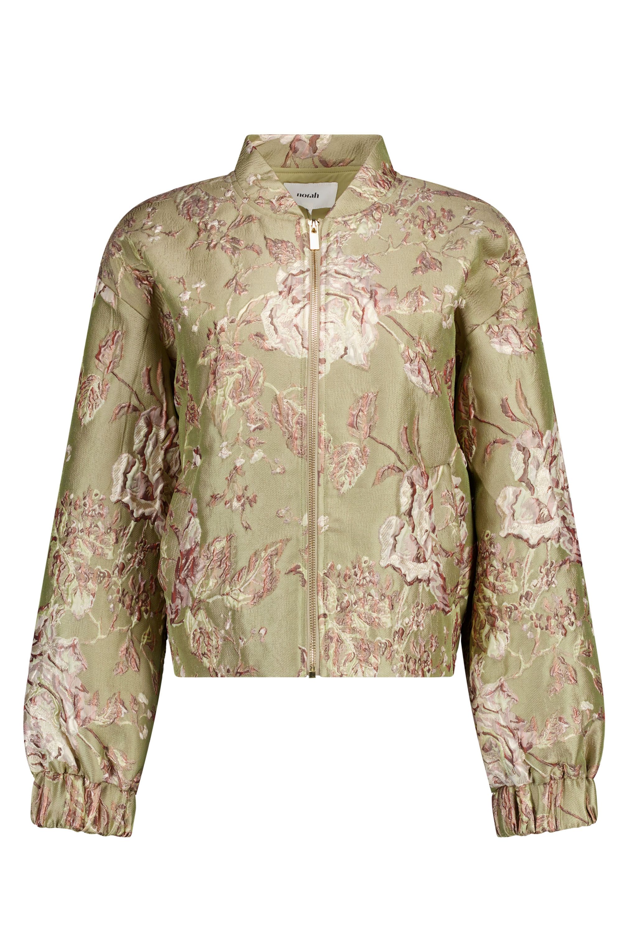 Norah Olfijgroene jacquard bomberjas olive green multicolor 219142-592