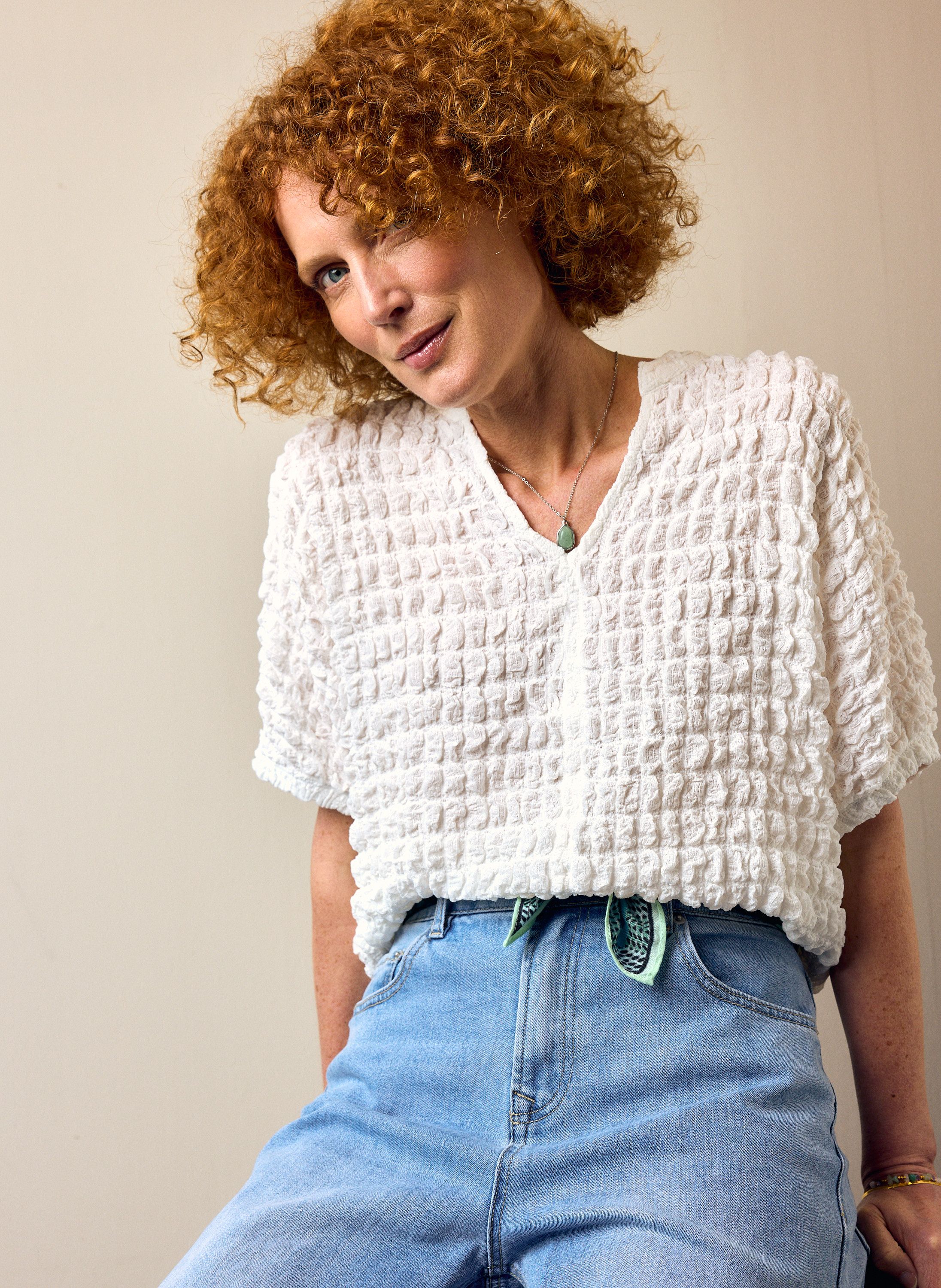 Norah Off-white shirt met structuur off-white 219144-101