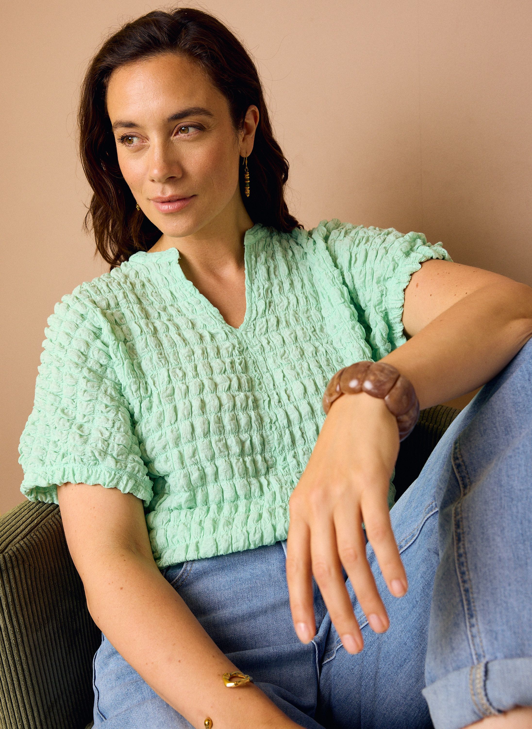 Norah Lichtgroen shirt met structuur pastel green 219144-512