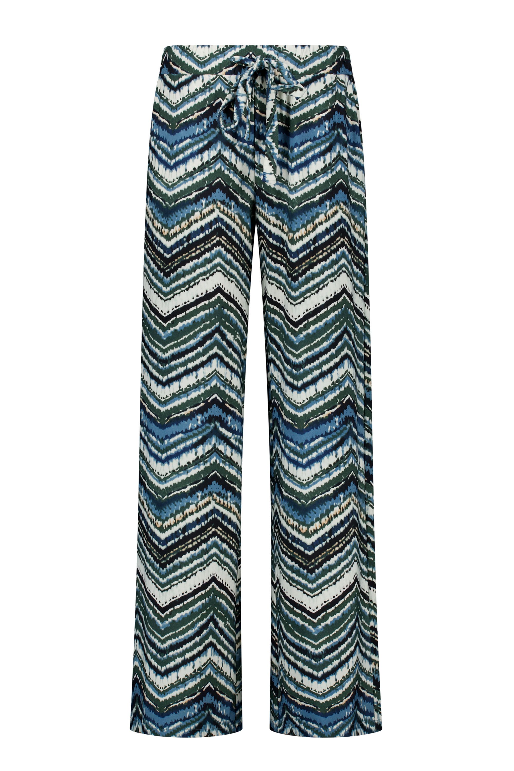 Norah Wide fit broek | Groen | Zigzag green multicolor 219145-520