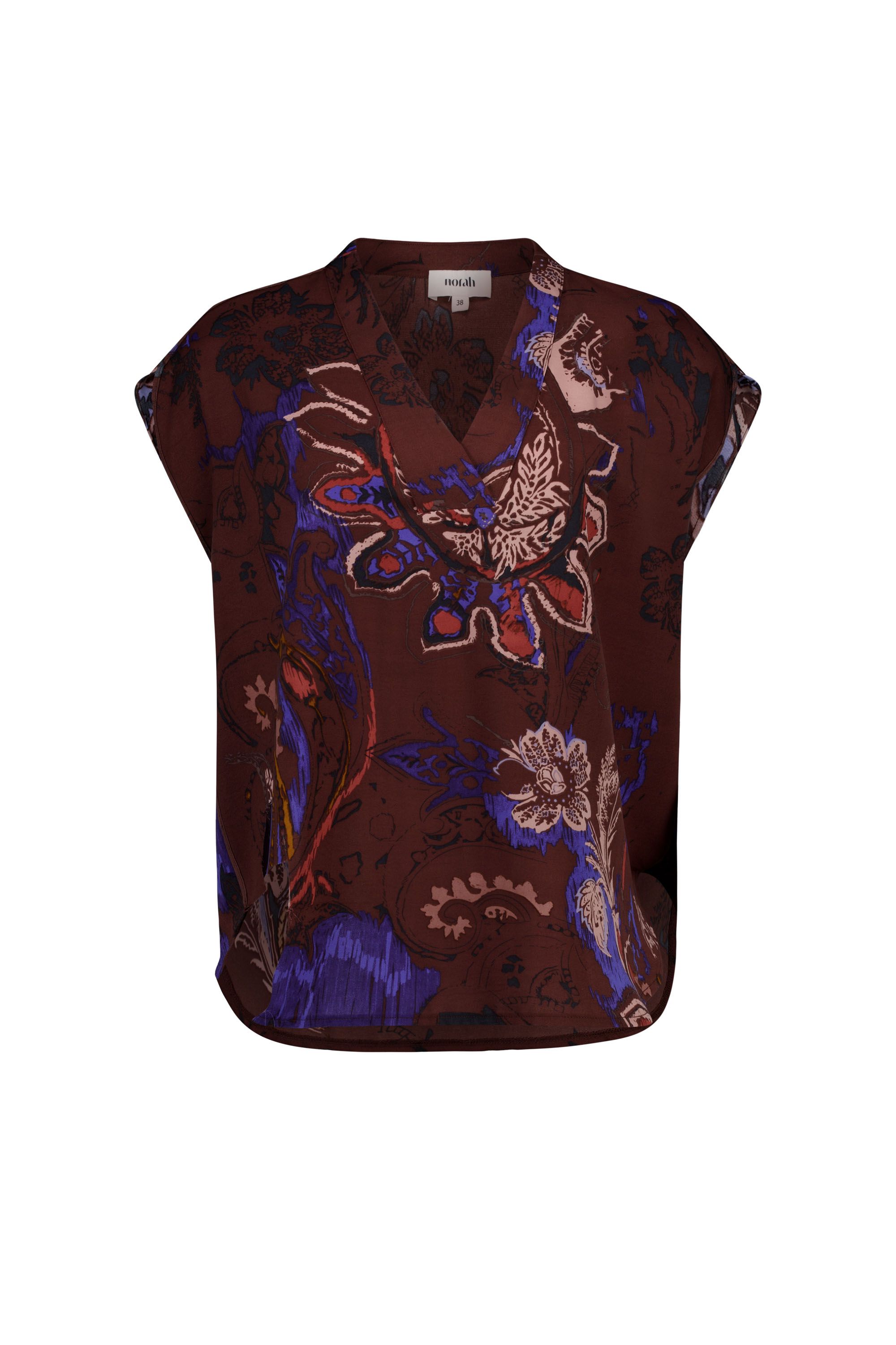 Norah Bruine blouse met bloemenprint brown multicolor 219146-220