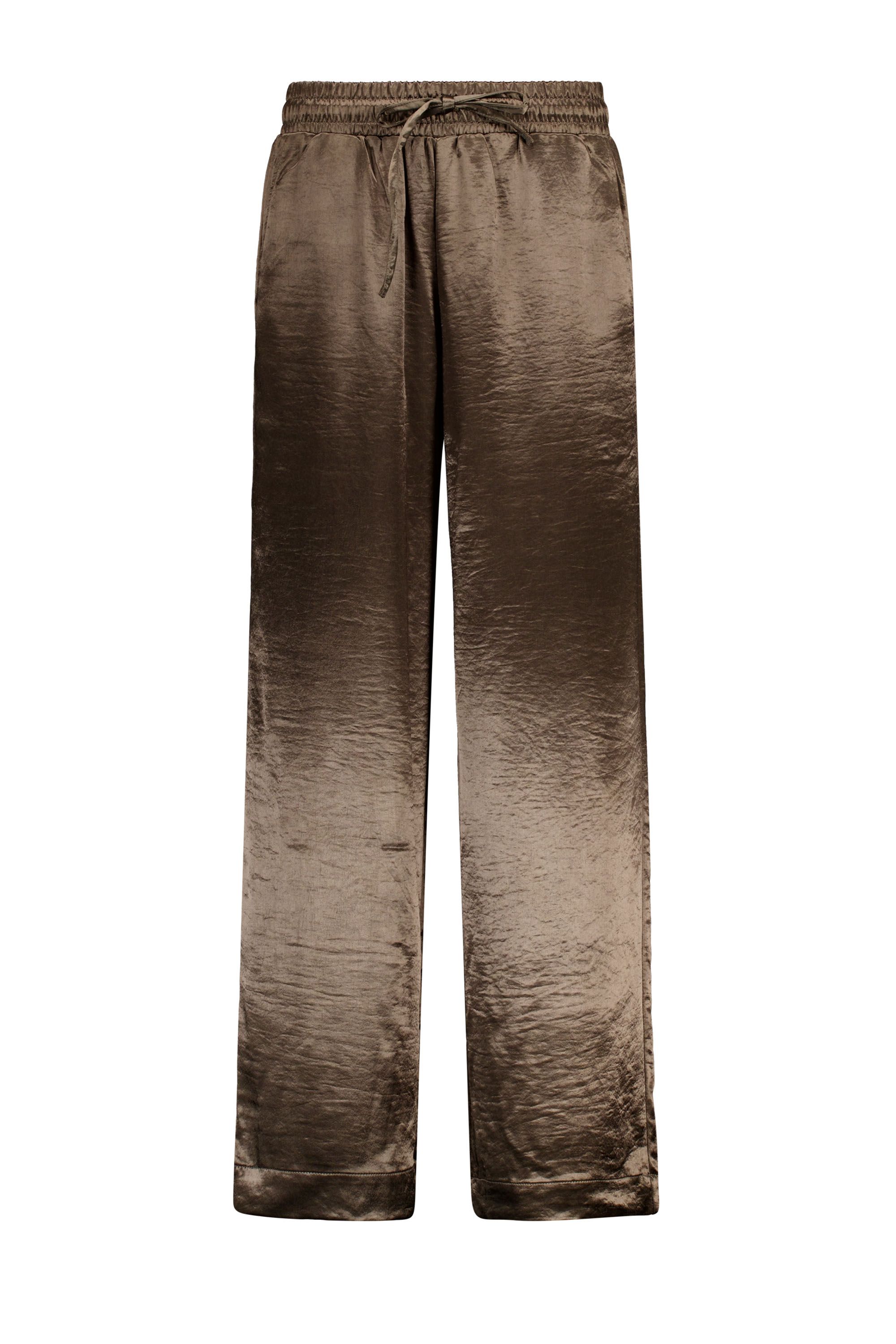 Norah Wide fit broek | Donkergroen | Satijn army green 219147-595