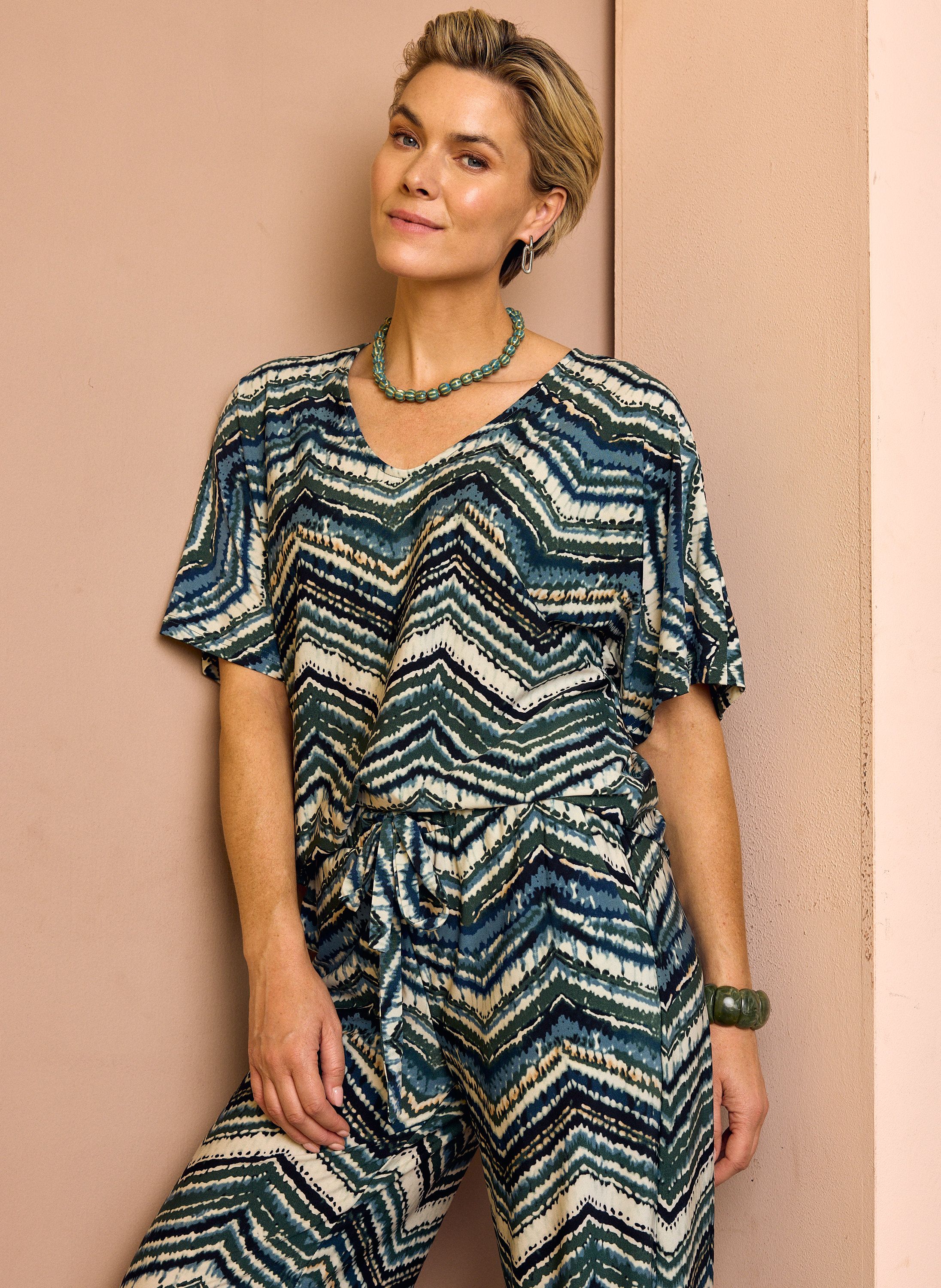 Norah Groen shirt met zizagpatroon green multicolor 219148-520