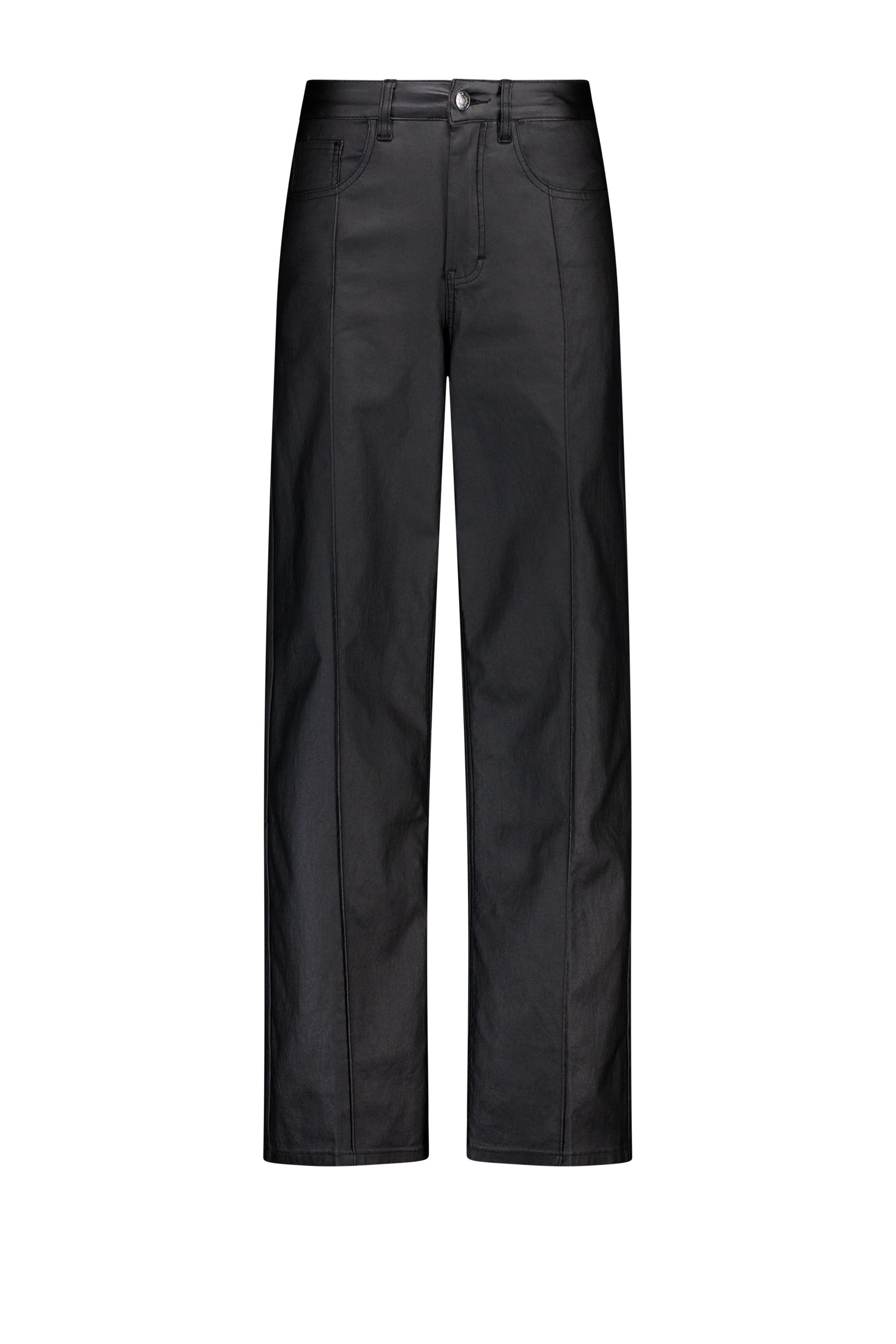 Straight fit jeans | Imitatieleer | Donkerbruin | L30