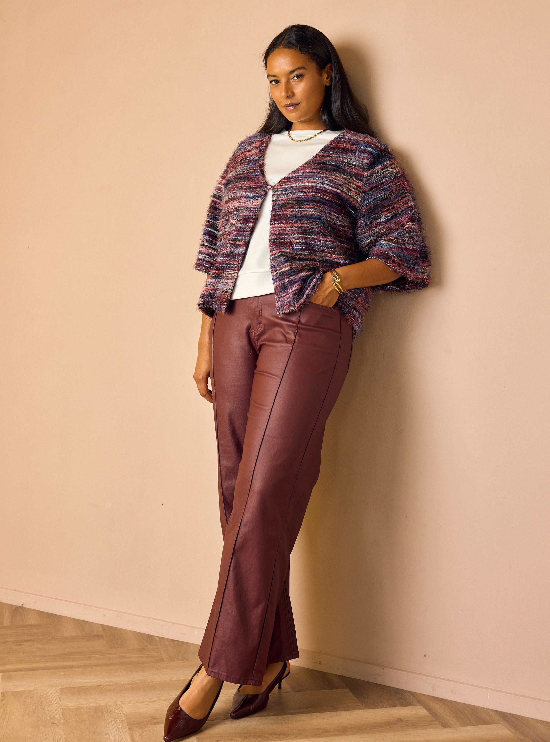 Norah Straight fit jeans | Imitatieleer | Bordeaux | L30 bordeaux 219149-696