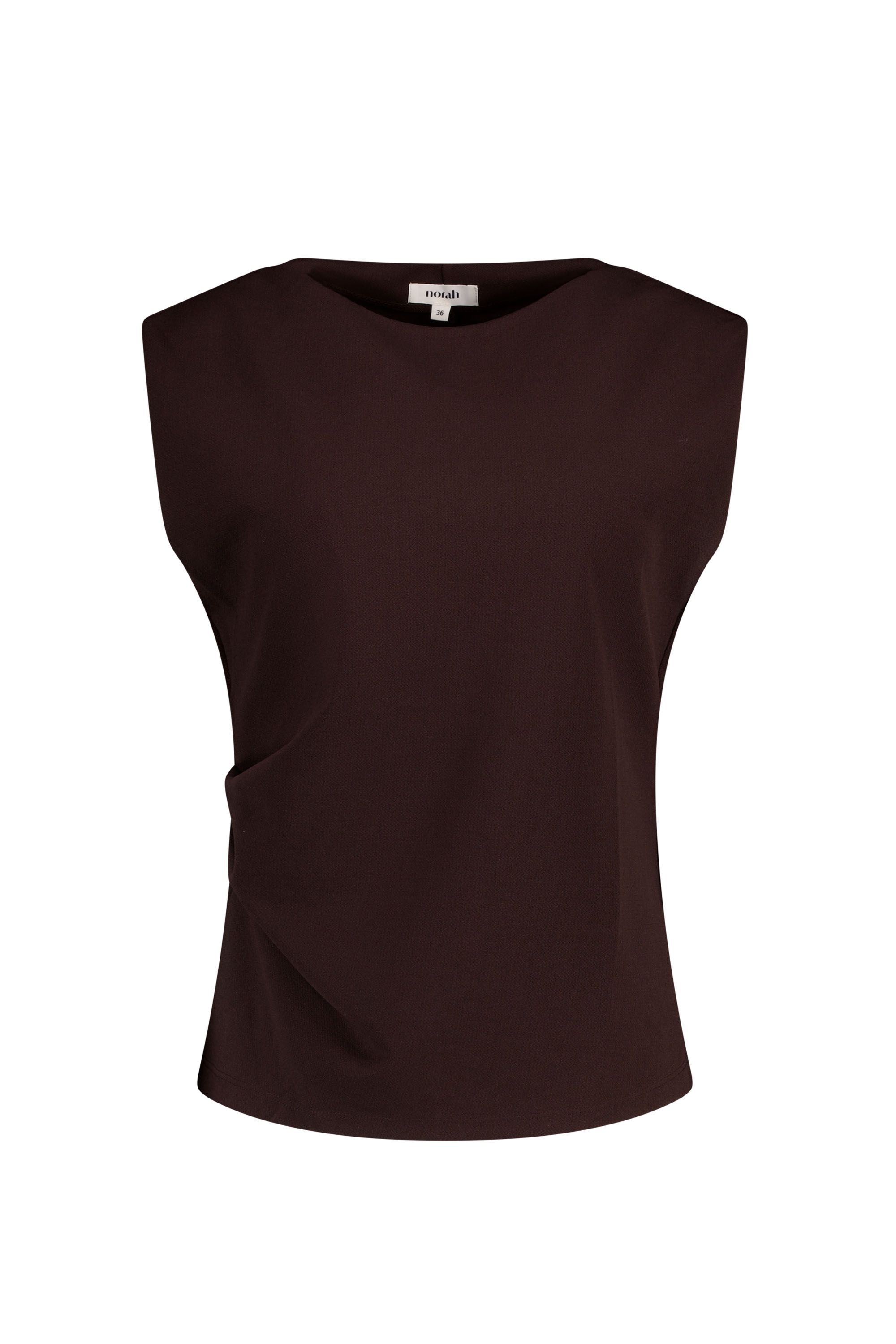Norah Bruine mouwloze top met plooidetail dark brown 219151-299