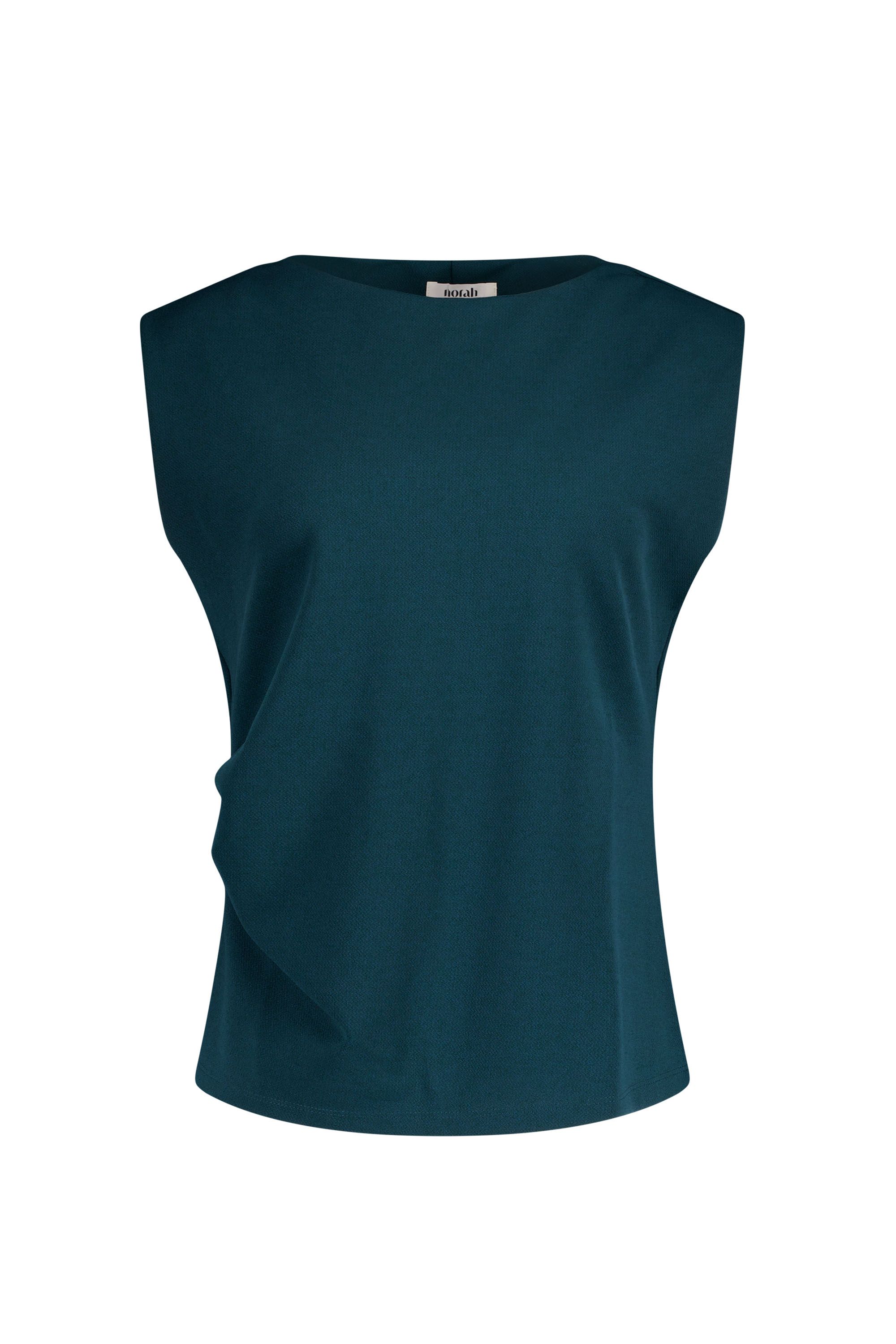 Norah Groenblauwe mouwloze top met plooidetail teal 219151-666