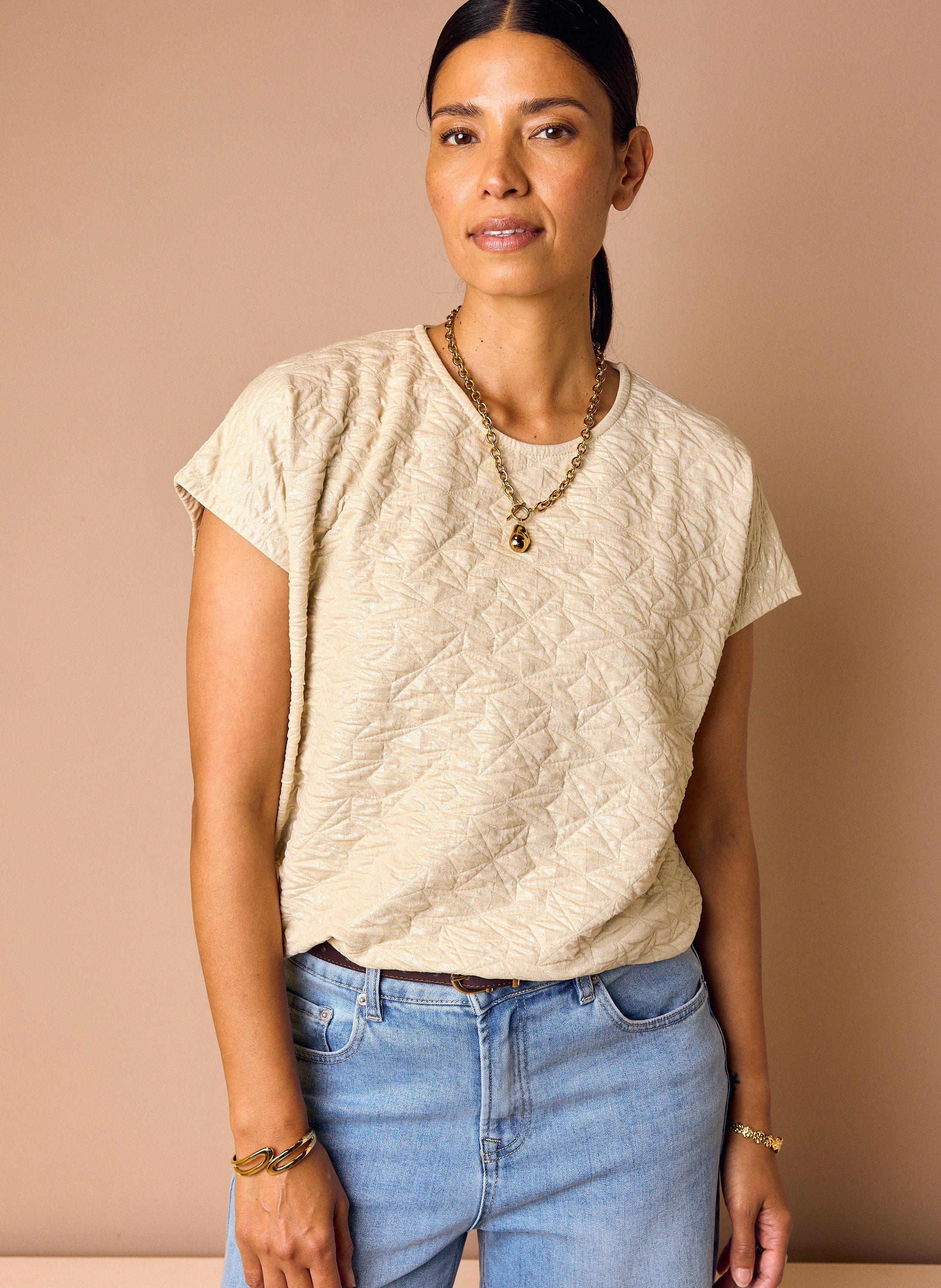 Norah Zandkleurig shirt met glans light sand 219154-111