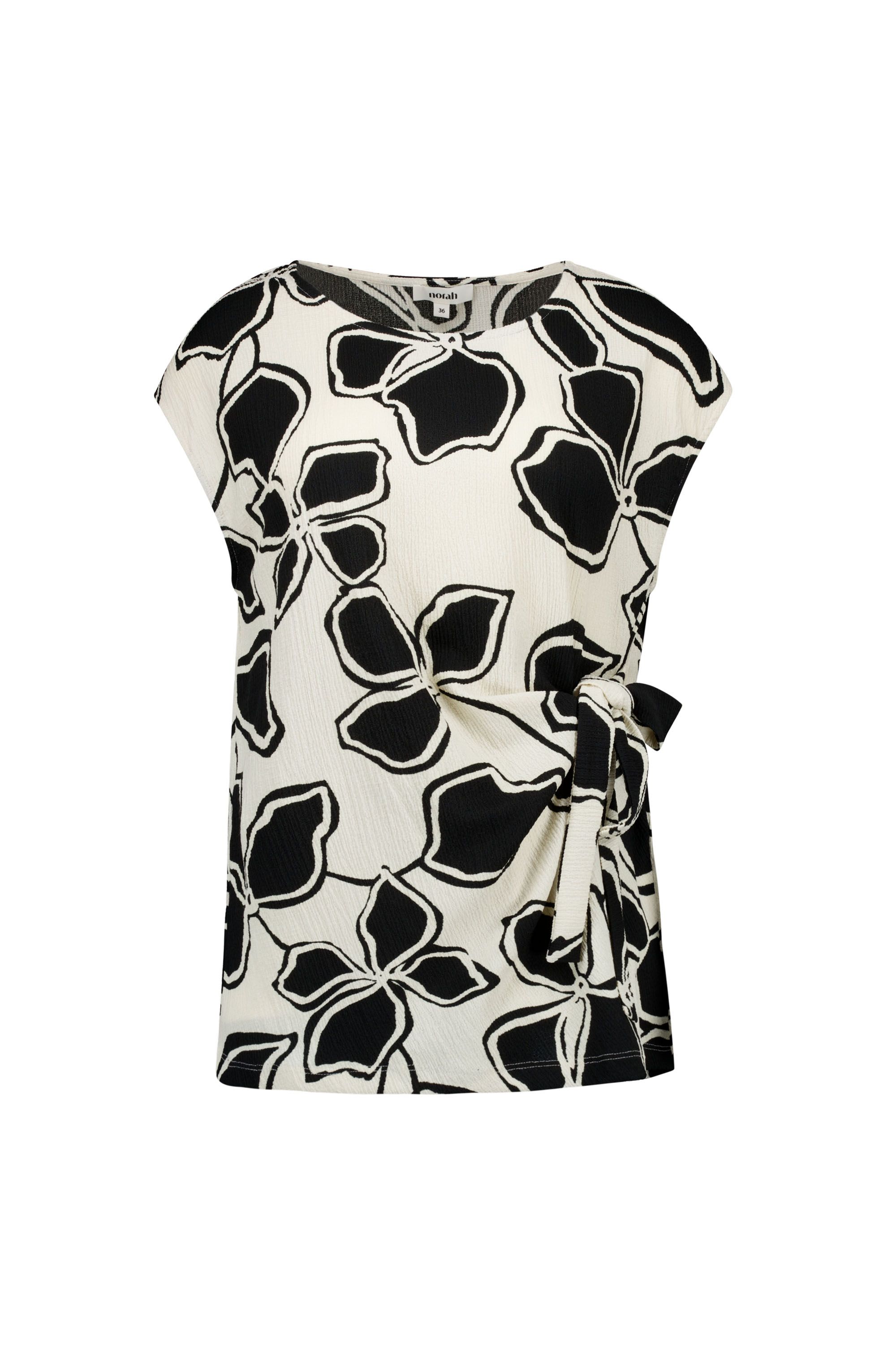 Norah Zwart/wit shirt met grafische print white/black 219155-131-40