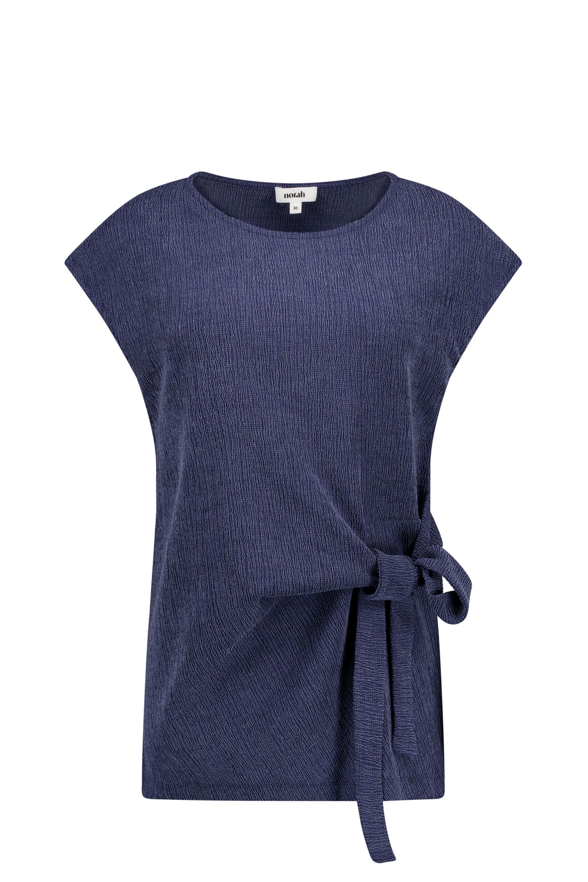 Norah Donkerblauw shirt met knoopdetail denim blue 219158-472