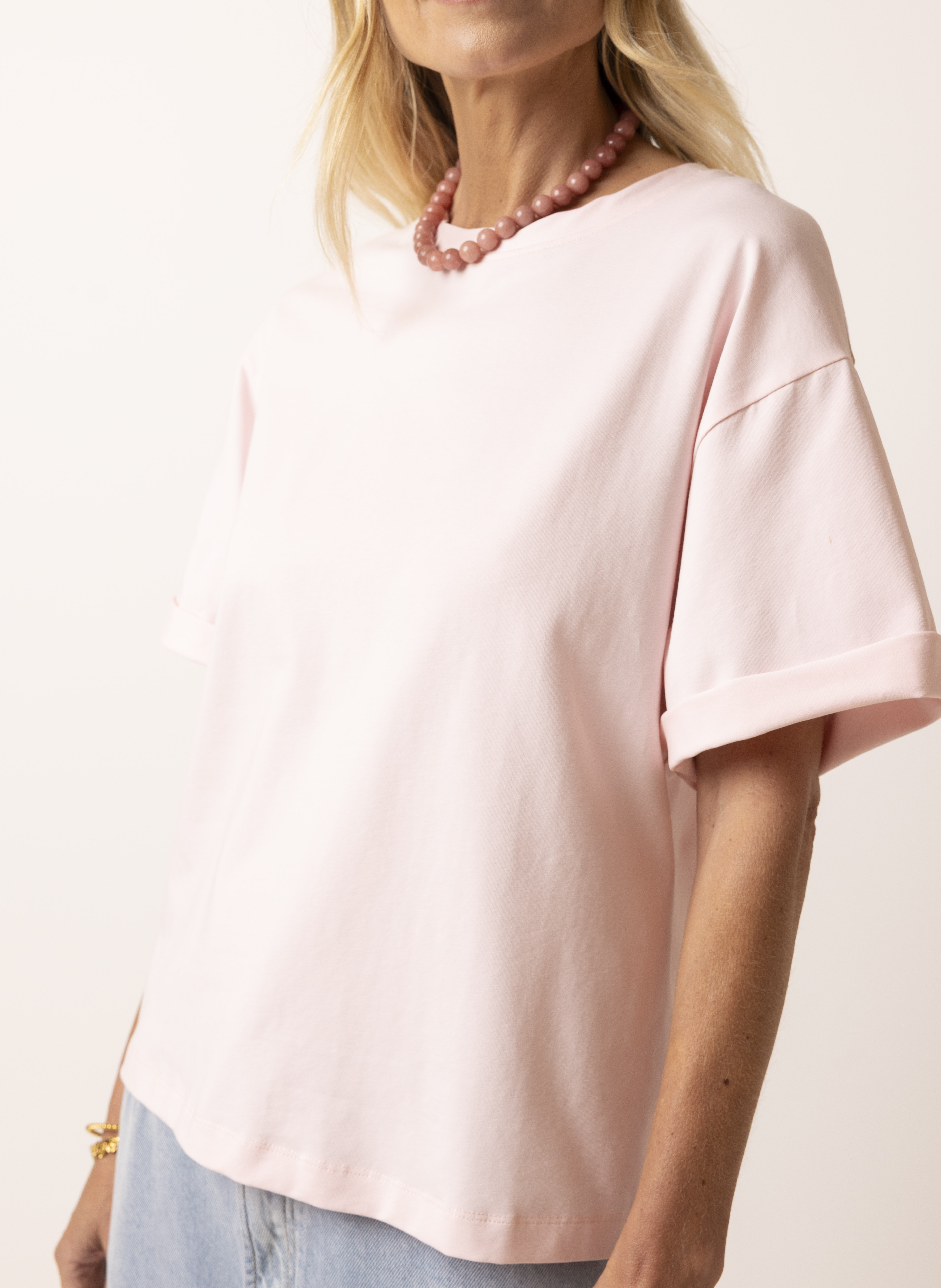 Lichtroze basic shirt | Norah Dameskleding maat 34 t/m 48