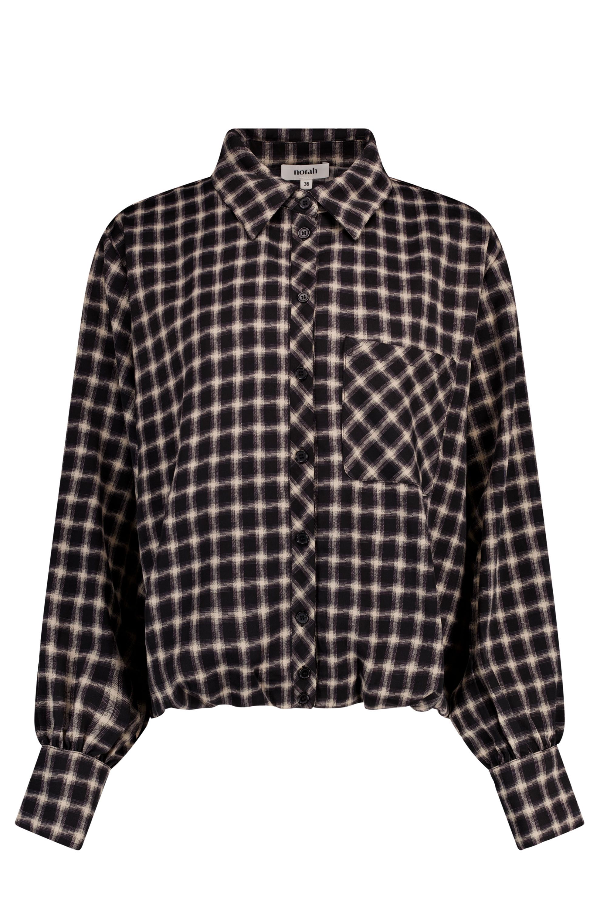 Norah Zwart/zandkleurige geruite blouse black/sand 219173-030