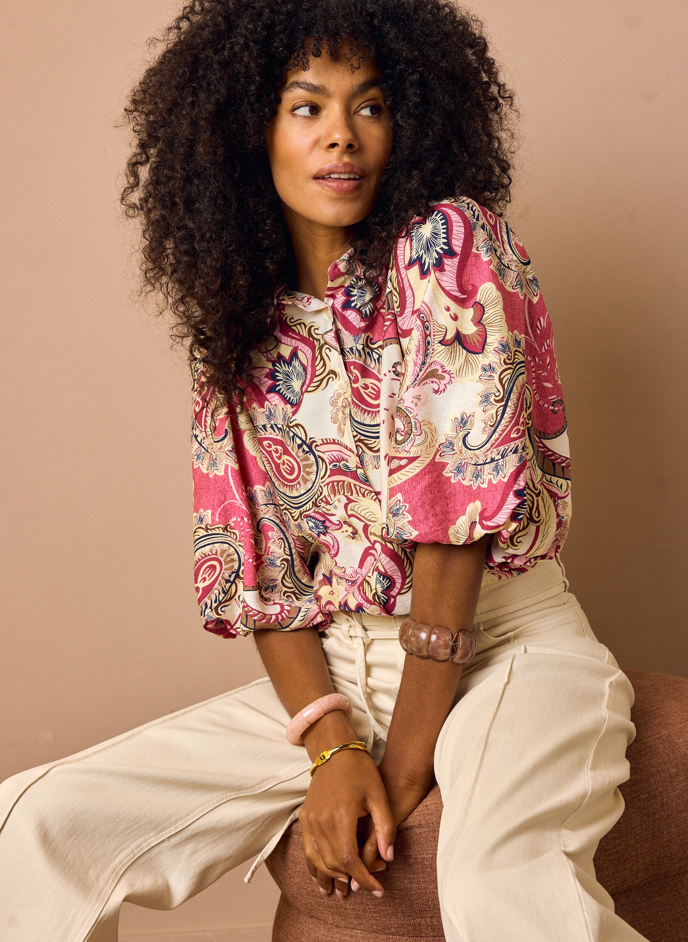 Norah Roze blouse met paisleyprint pink multicolor 219174-920