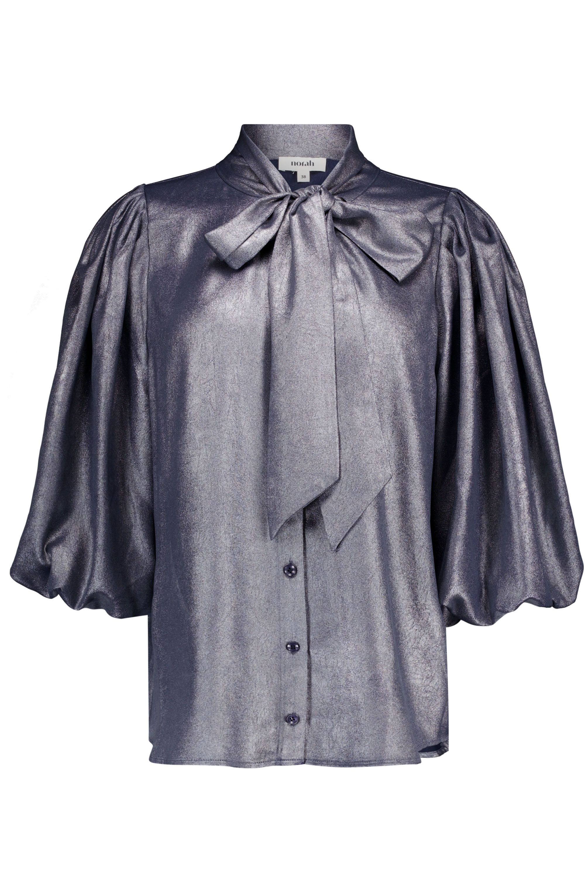 Norah Donkerblauwe blouse met glans metal blue 219176-405